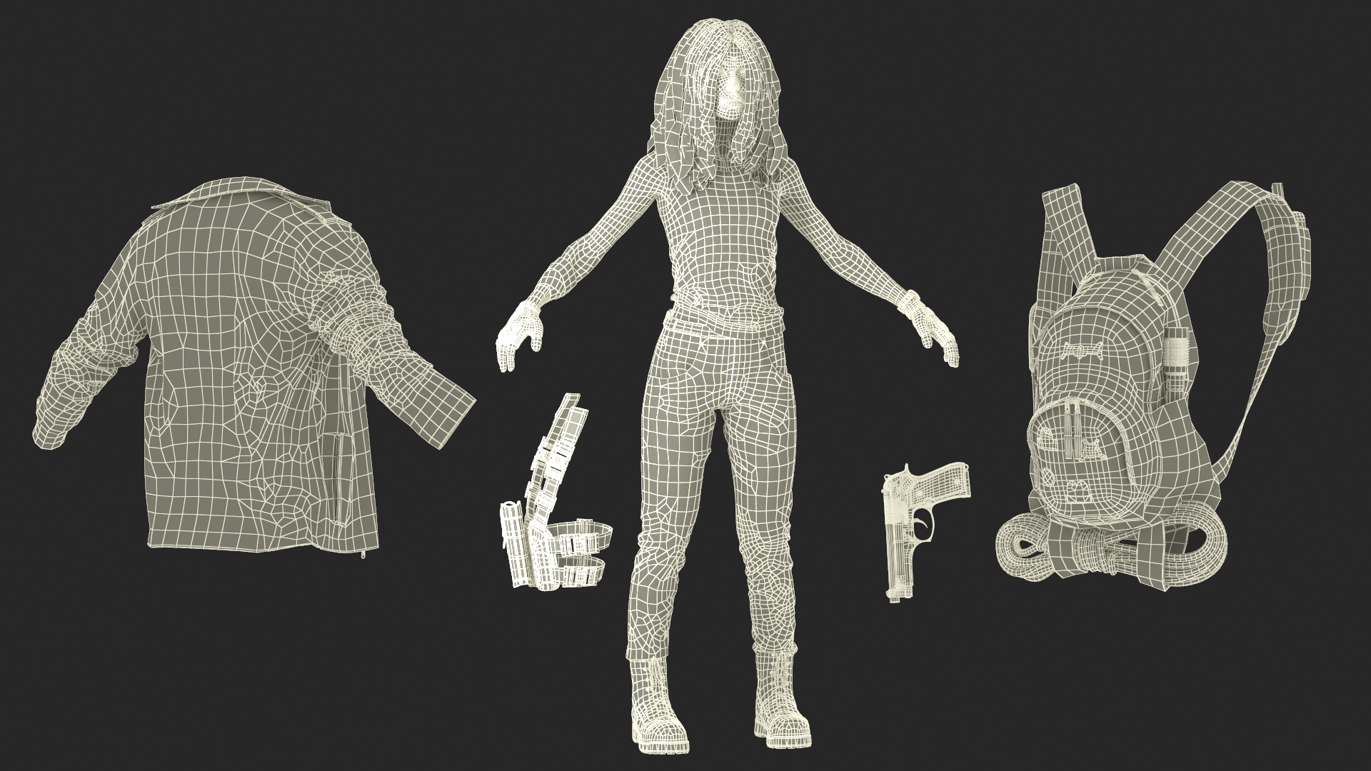 Post Apocalypse Survivor Woman Rigged 3D