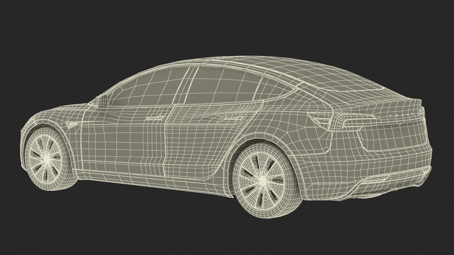 3D Tesla Model 3 2024 Stealth Grey Lights On