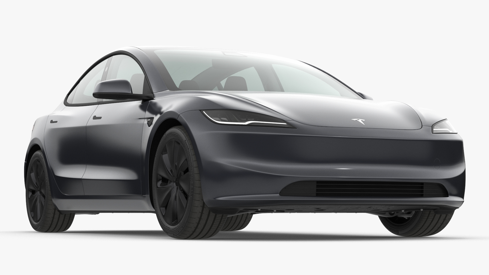 3D Tesla Model 3 2024 Stealth Grey Lights On