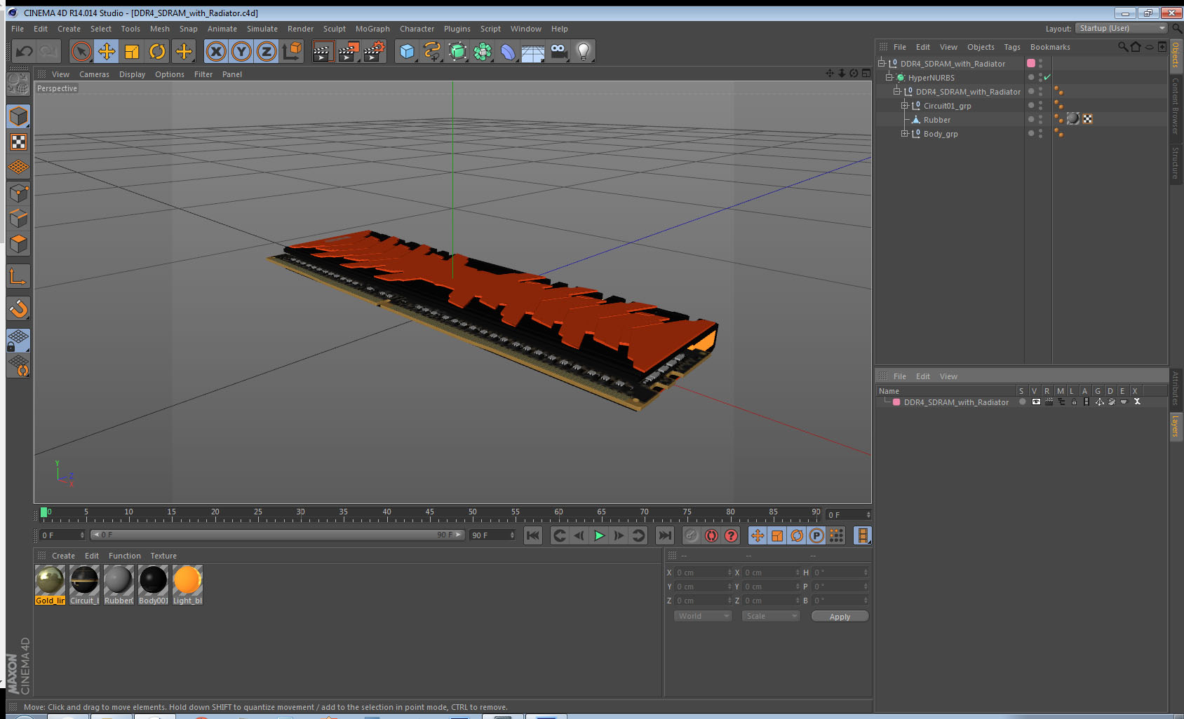 DDR4 SDRAM with Radiator 3D model