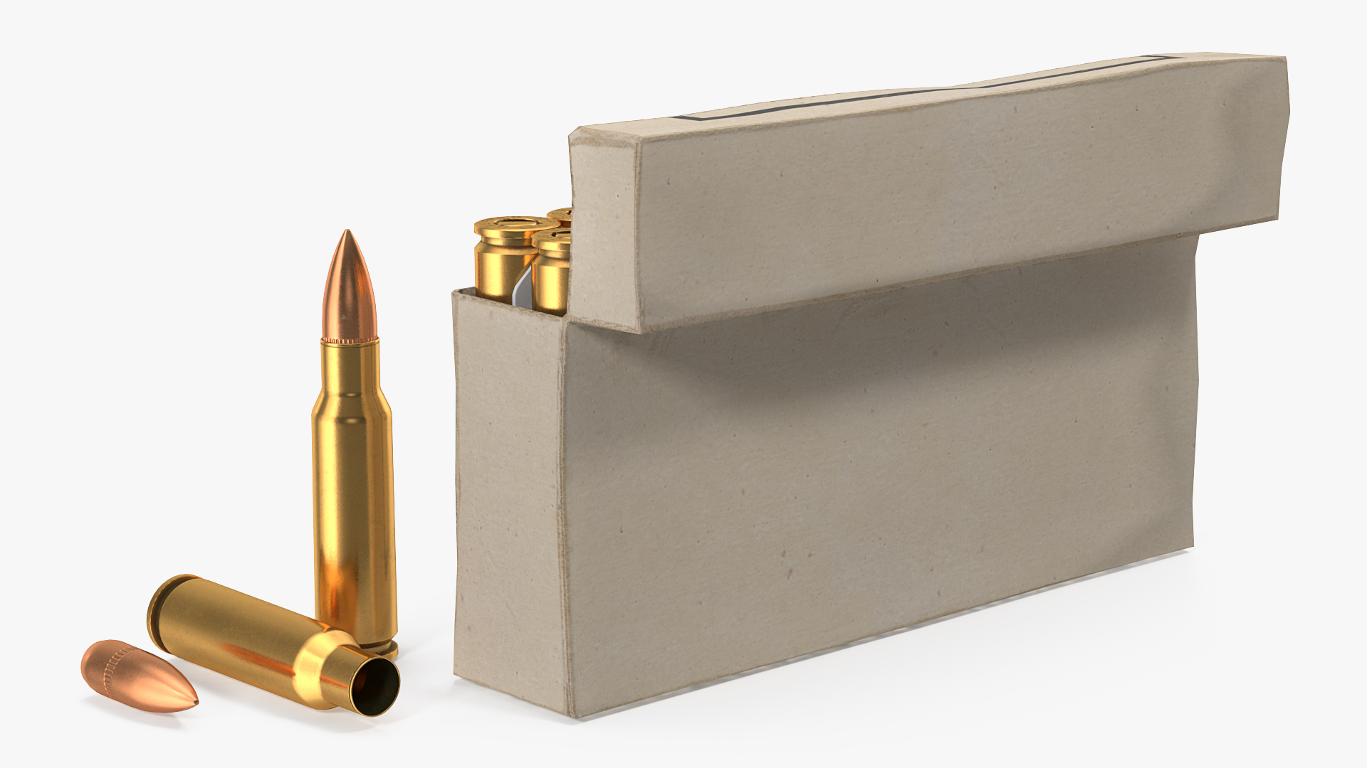 3D Box of 6.8mm Remington Special Purpose Cartridge model