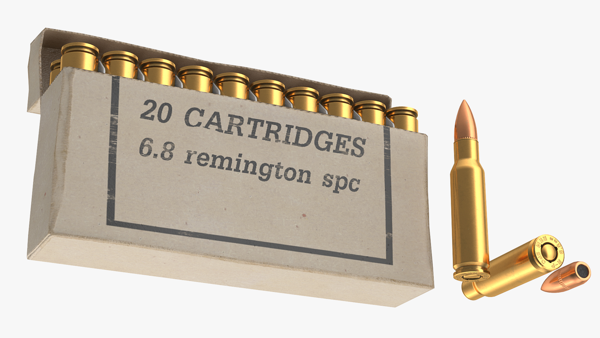 3D Box of 6.8mm Remington Special Purpose Cartridge model