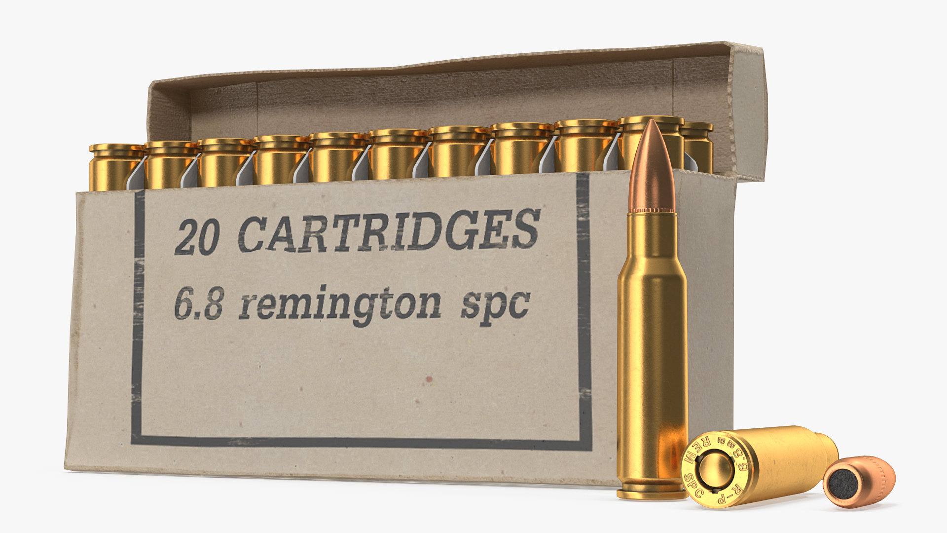 3D Box of 6.8mm Remington Special Purpose Cartridge model