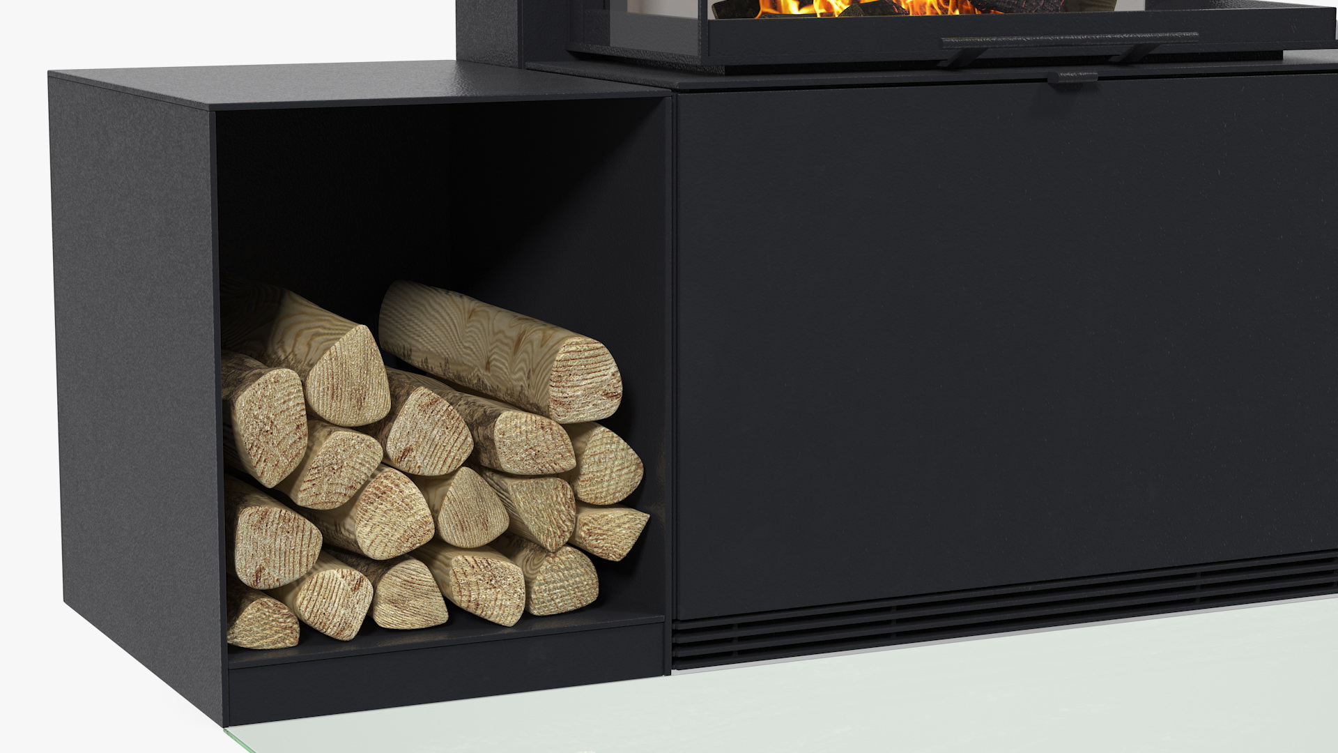 3D Wood Burning Fireplace Contura i51 with Log Storage