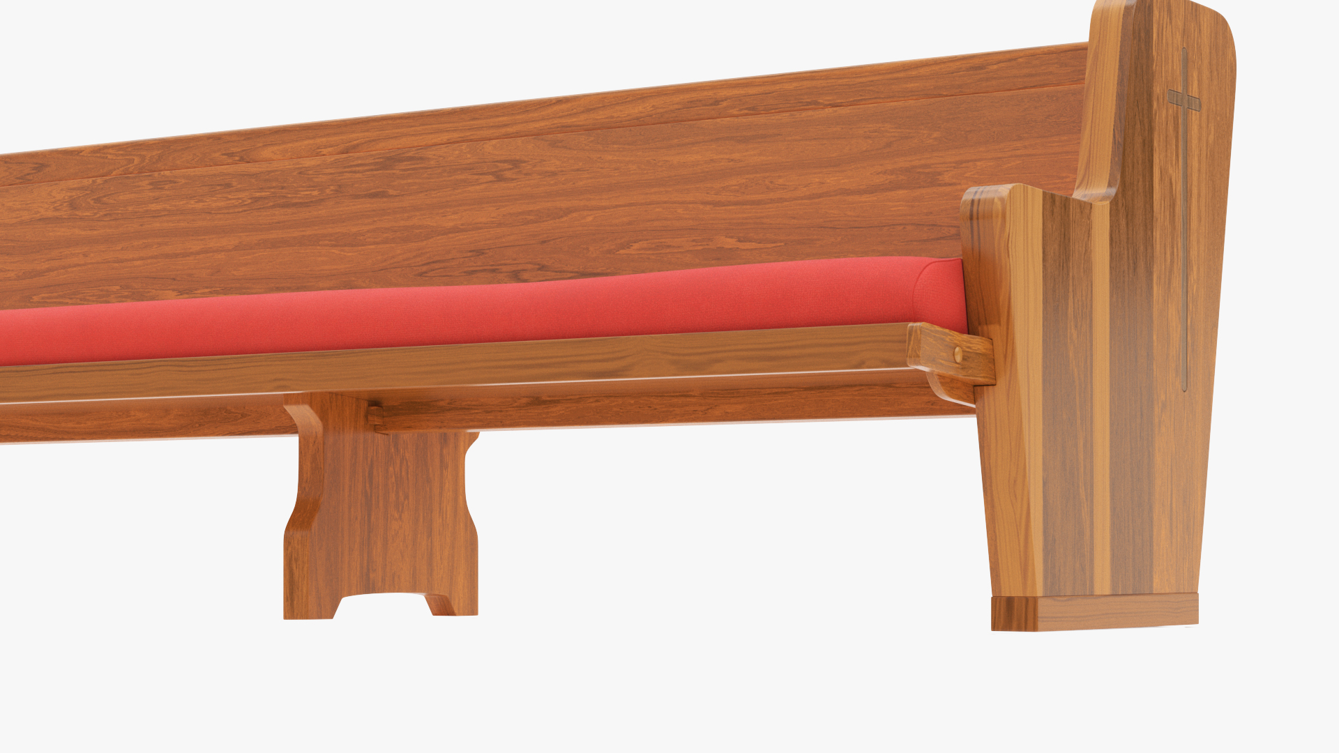 Upholstered Church Pew Bench Red 3D