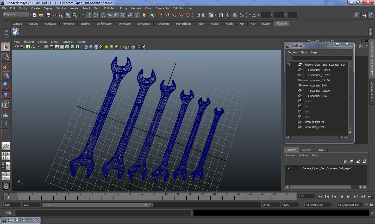 3D Facom Open End Spanner Set