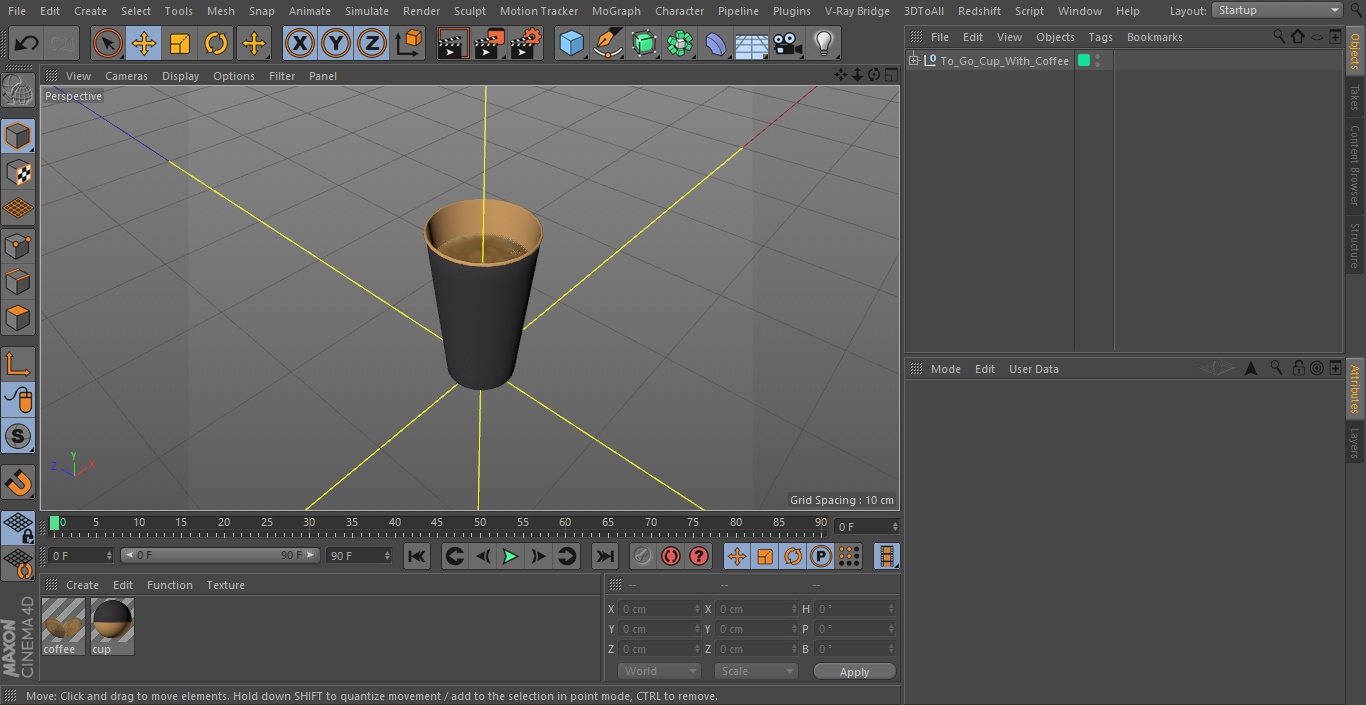 3D To Go Cup With Coffee