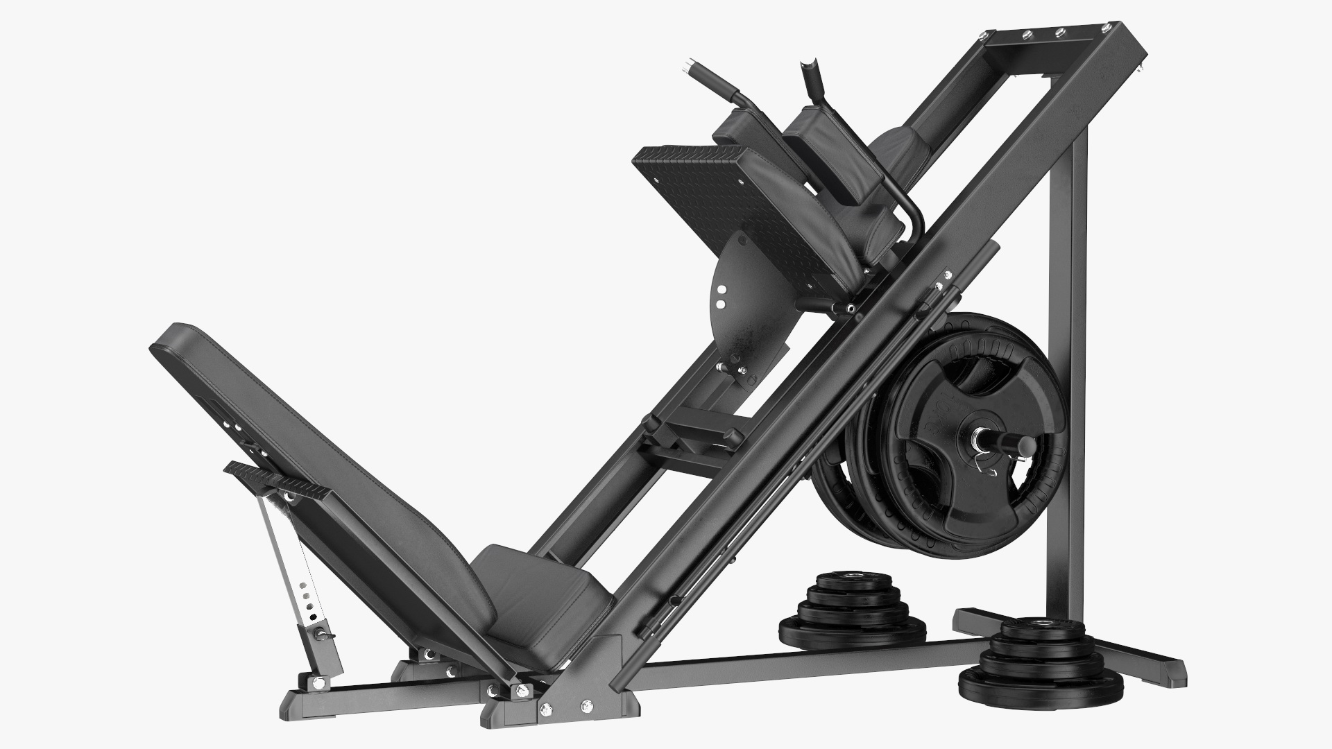 3D Leg Press and Hack Squat Machine with Plates Set model