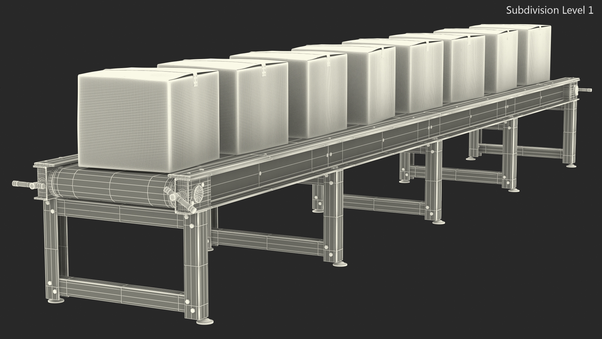 Conveyor Belt With Box 3D