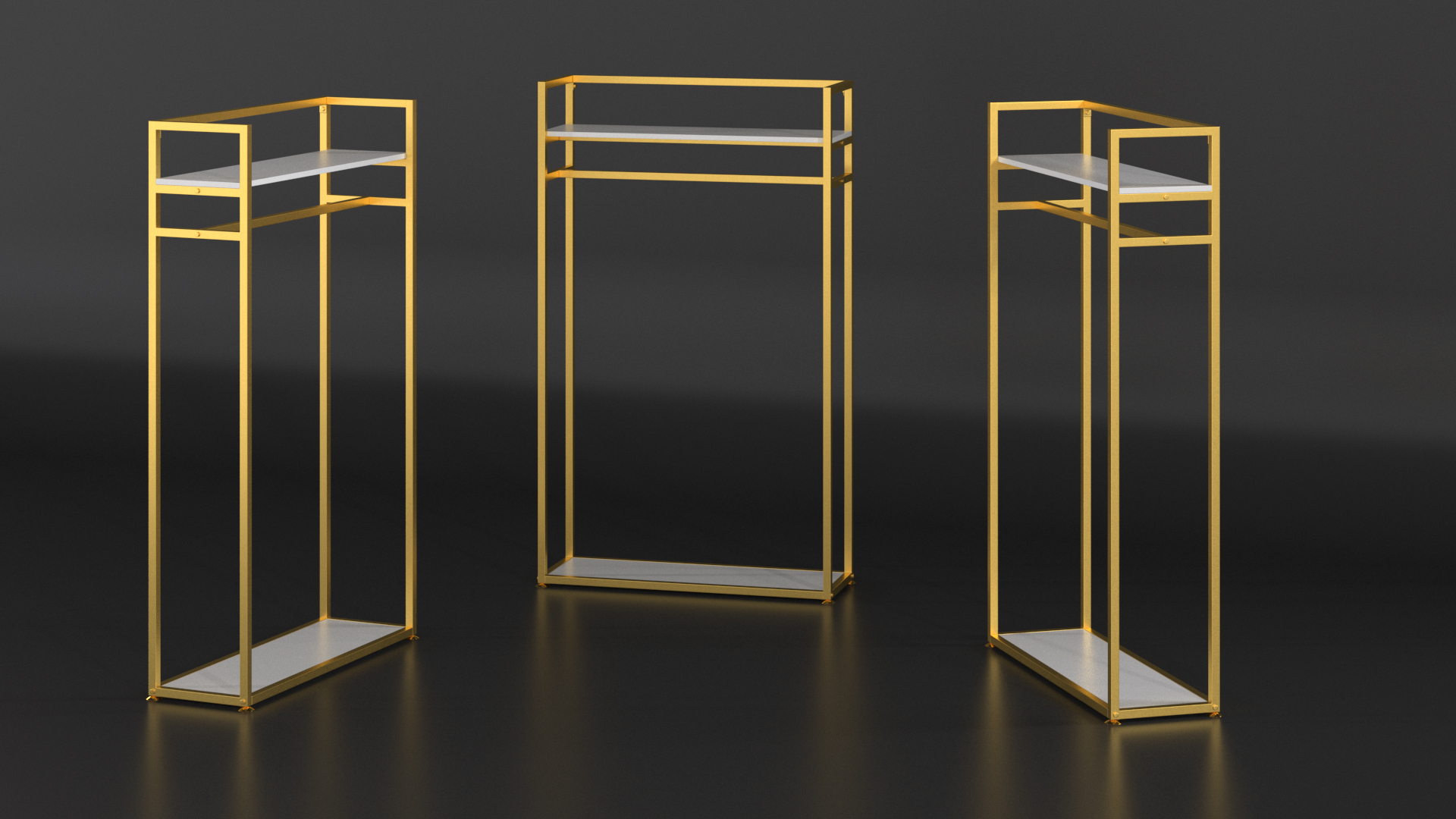 3D Golden Cloth Rack with Shelf model