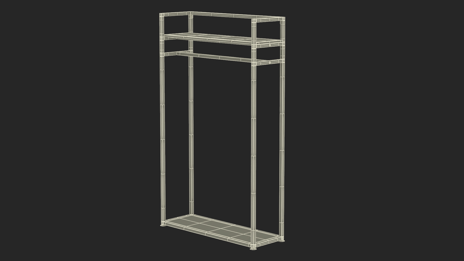 3D Golden Cloth Rack with Shelf model