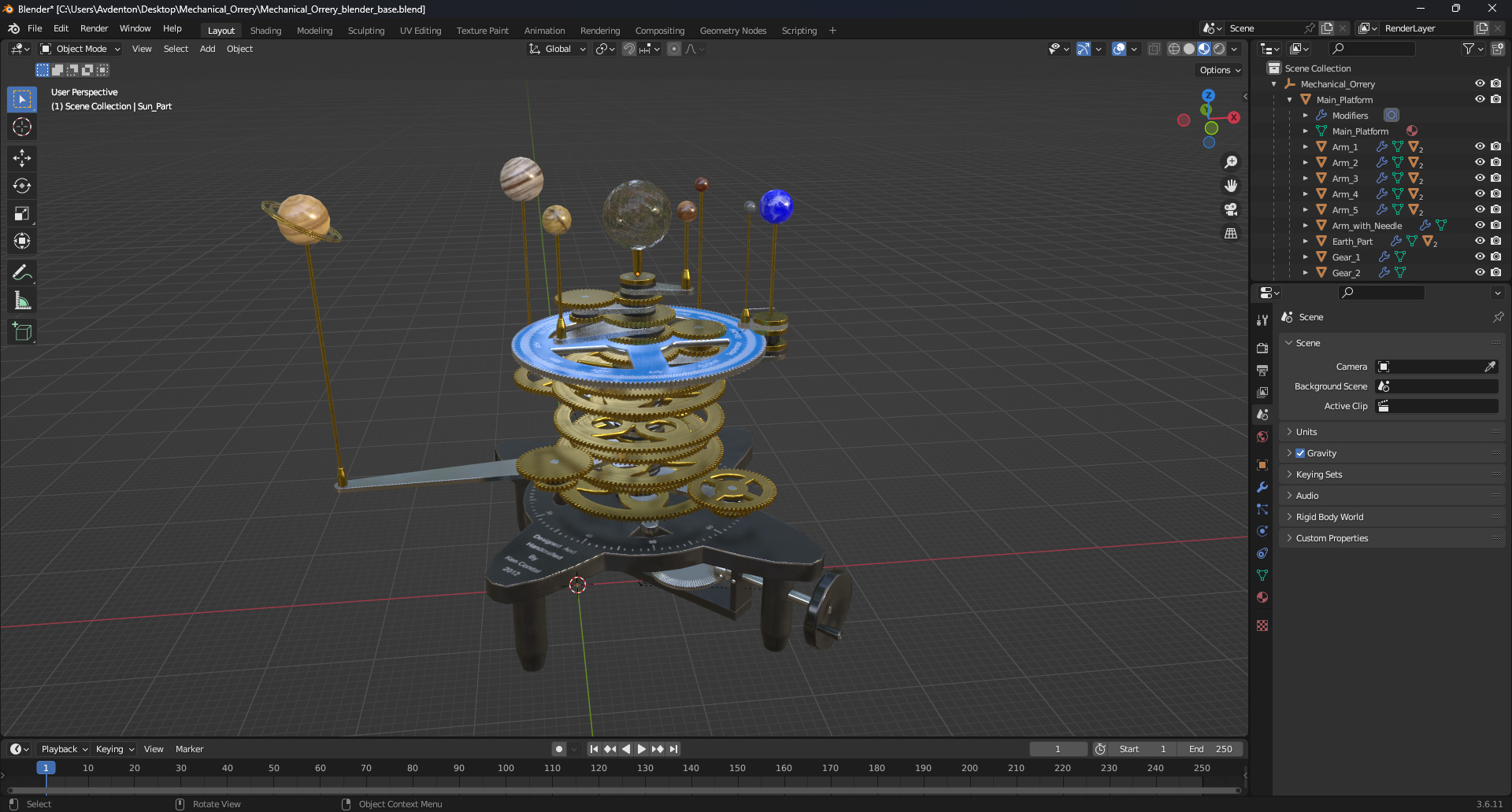 Mechanical Orrery 3D