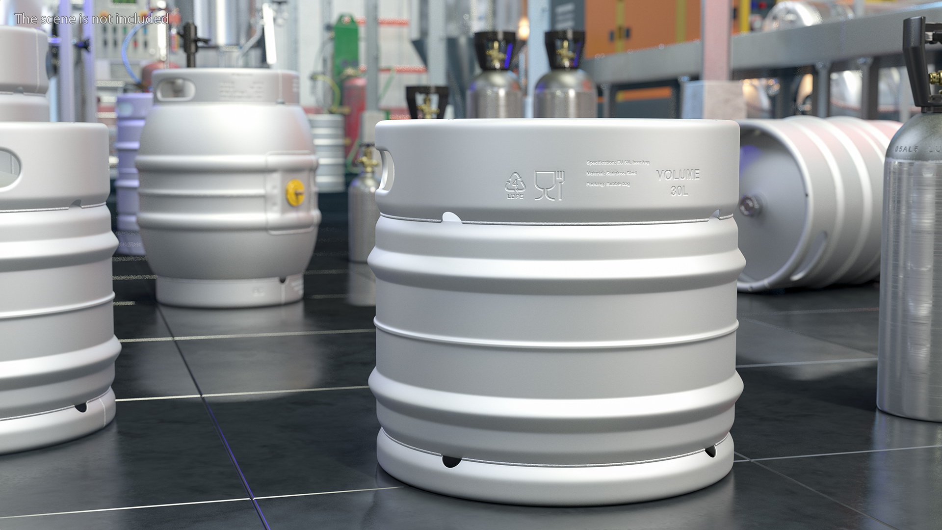 3D Stainless Steel Beer Keg 30L model