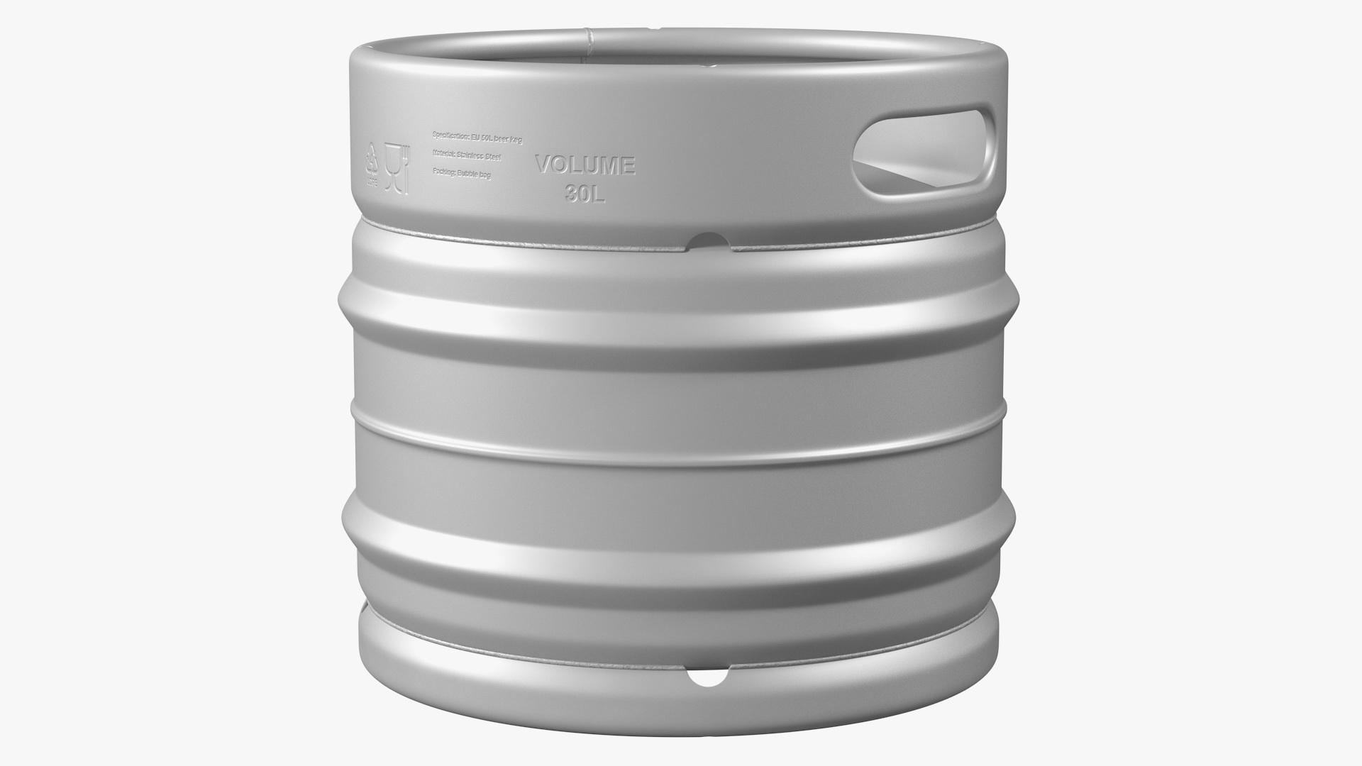 3D Stainless Steel Beer Keg 30L model