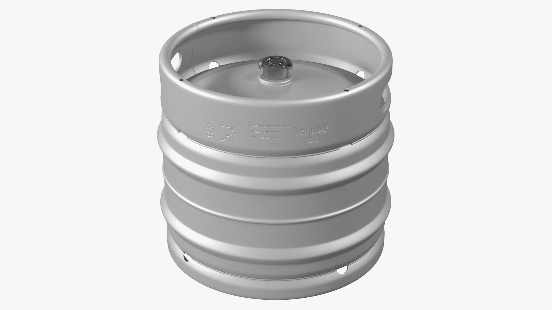 3D Stainless Steel Beer Keg 30L model