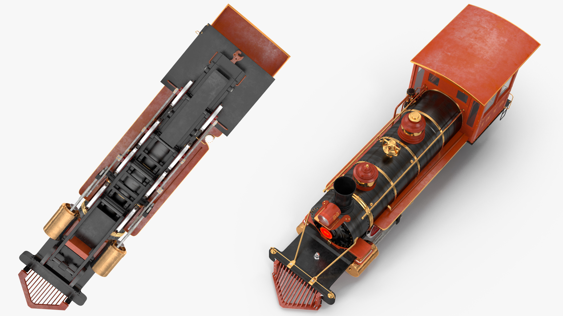 Steam Train And Freight Wagon 3D model