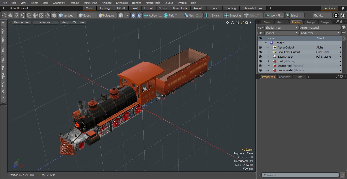 Steam Train And Freight Wagon 3D model