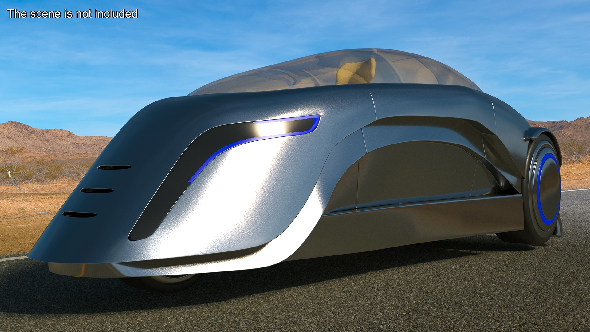 Futuristic Car Trike Metallic 3D model