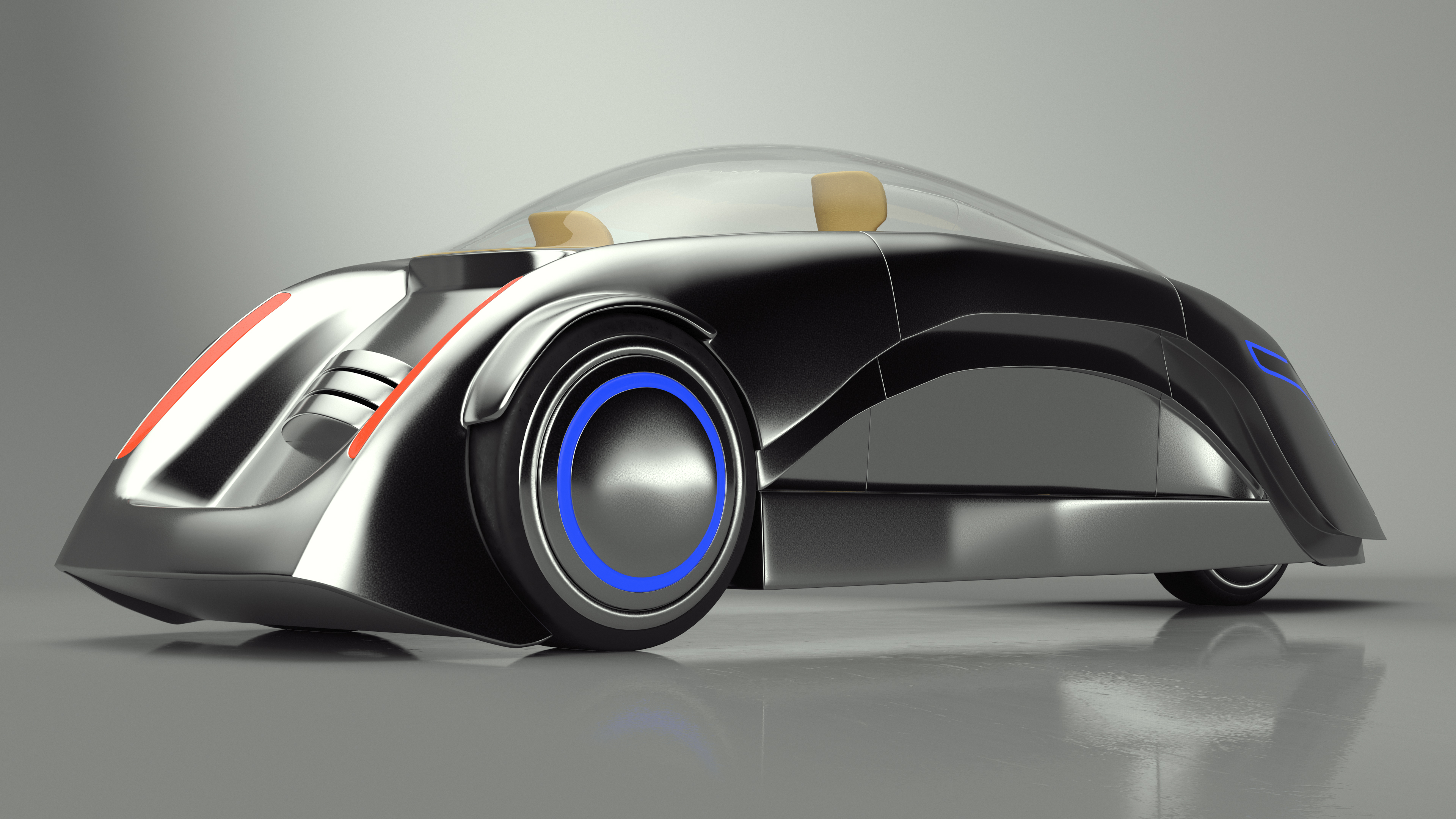 Futuristic Car Trike Metallic 3D model