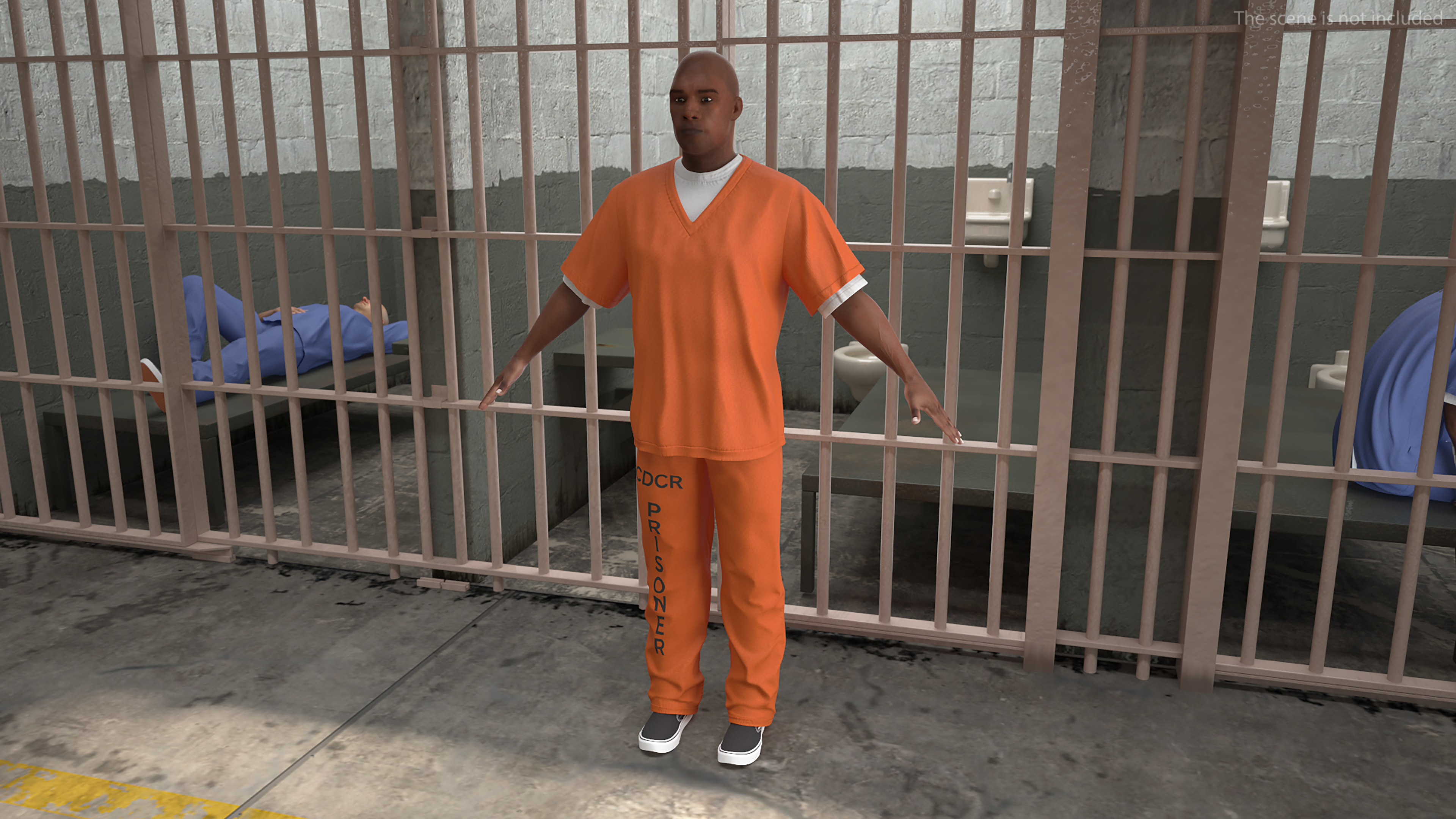 3D Black Male Prisoner A-Pose