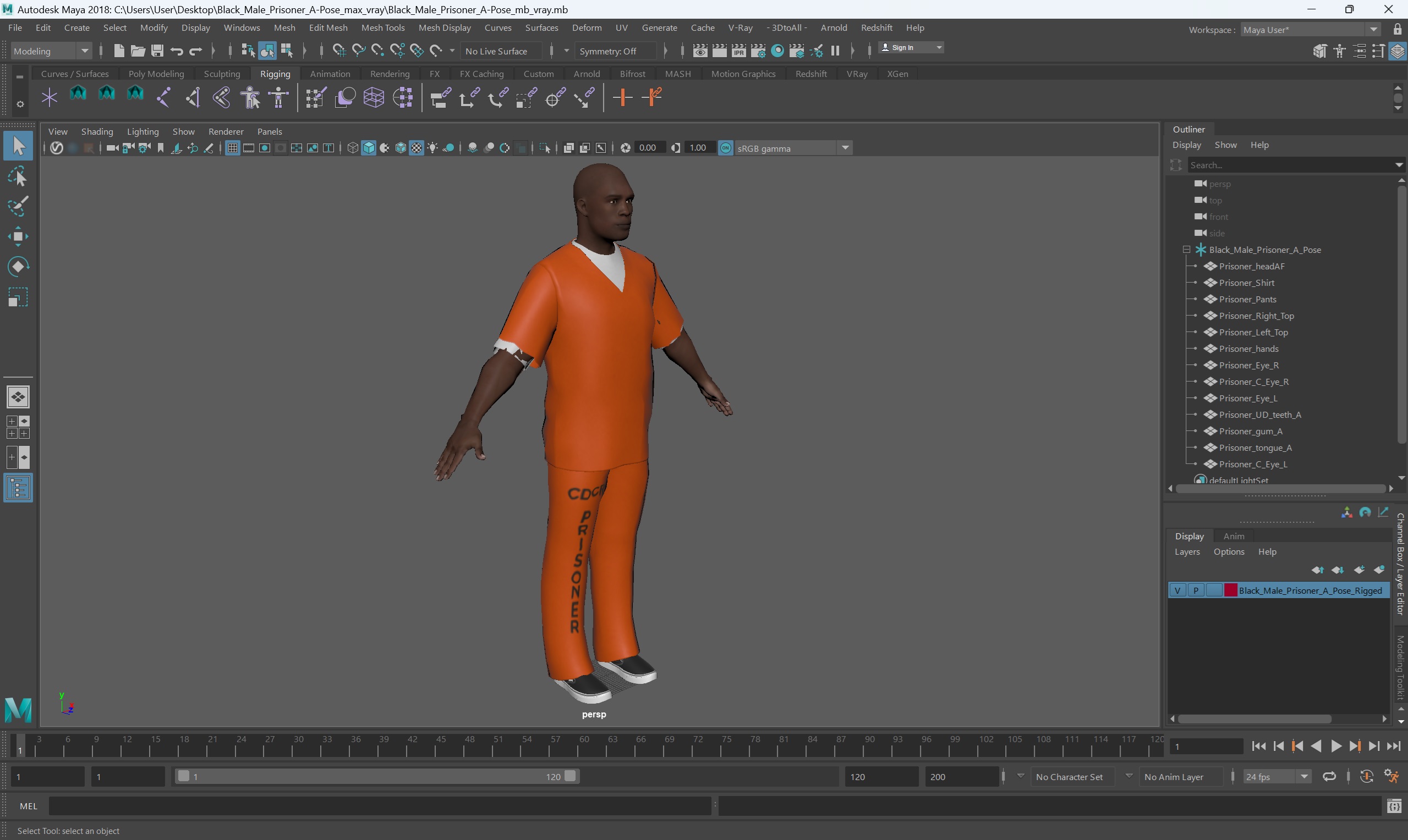 3D Black Male Prisoner A-Pose