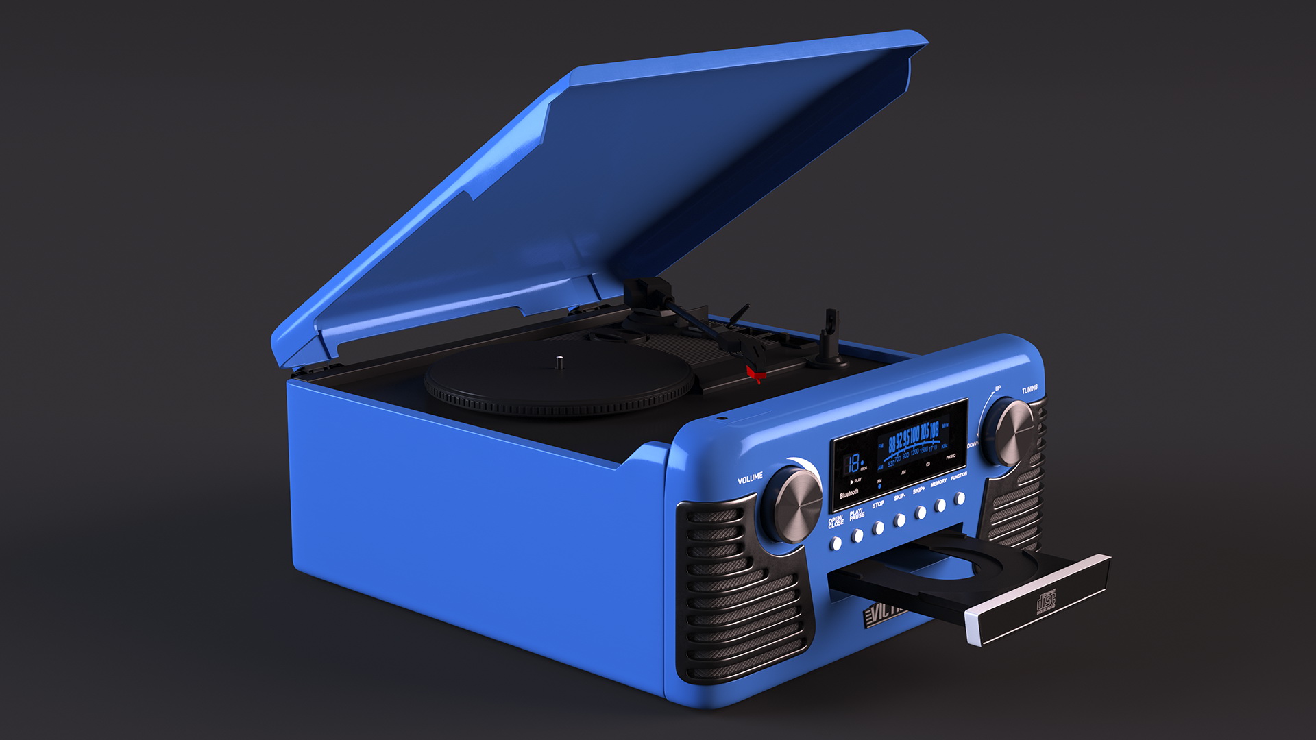 Victrola Blue Retro Turntable 3D model