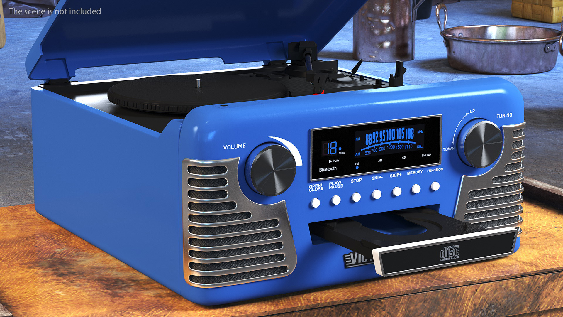 Victrola Blue Retro Turntable 3D model