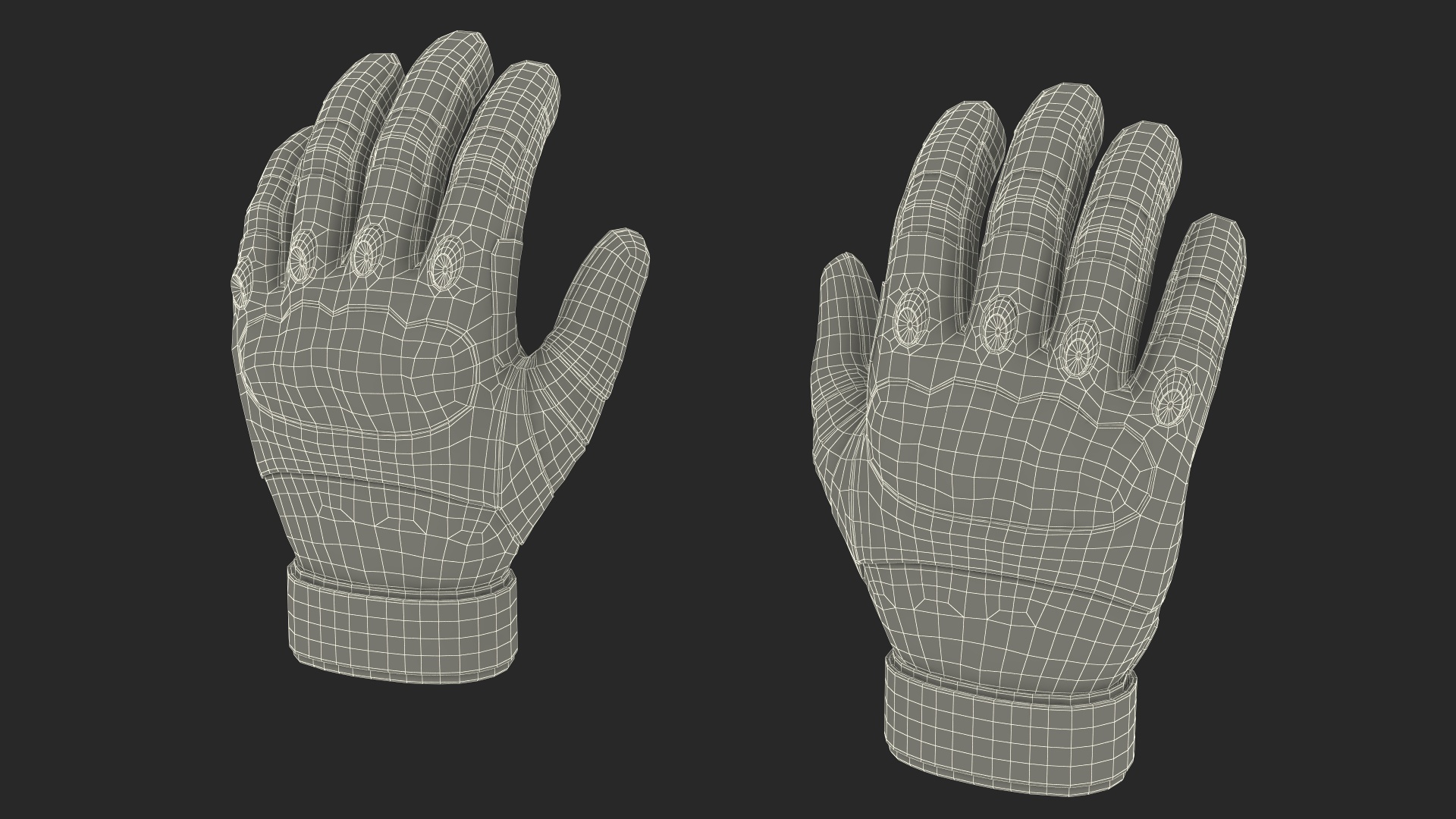 3D model Shockproof Gloves Khaki Rigged