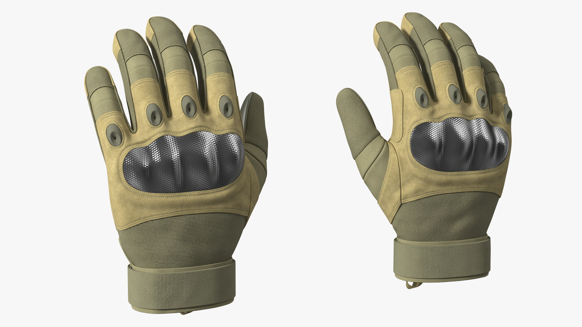 3D model Shockproof Gloves Khaki Rigged