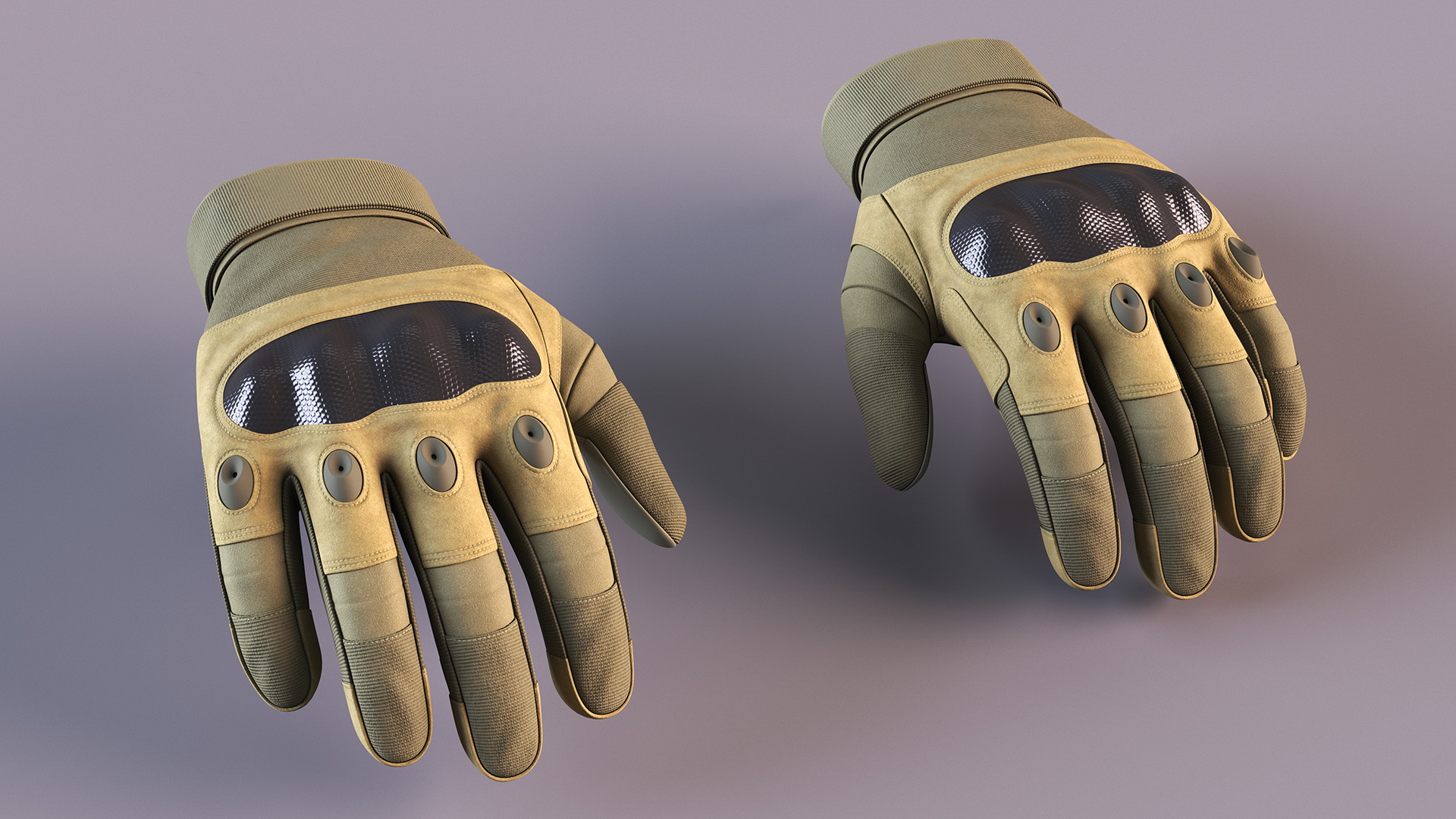 3D model Shockproof Gloves Khaki Rigged