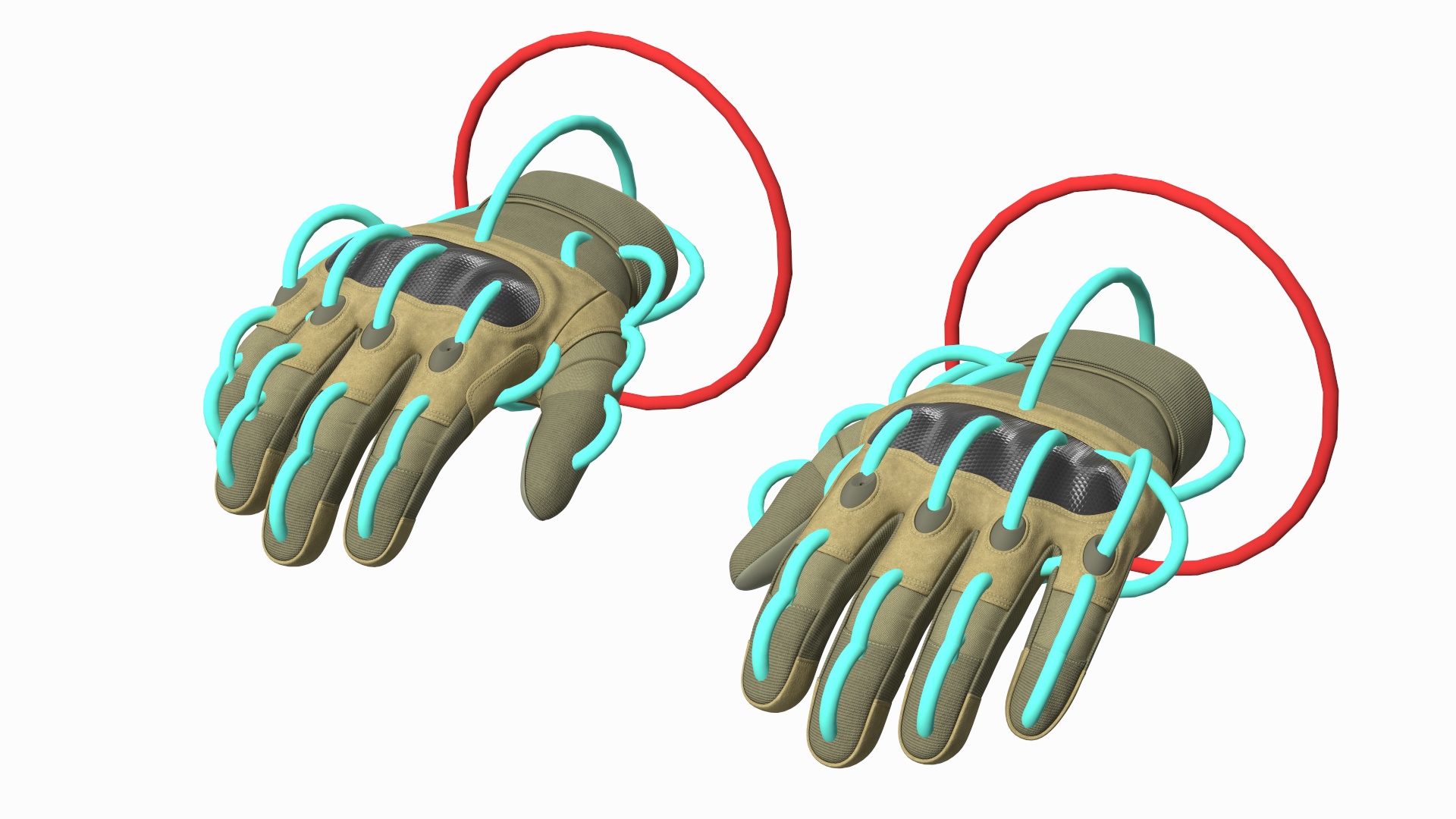 3D model Shockproof Gloves Khaki Rigged