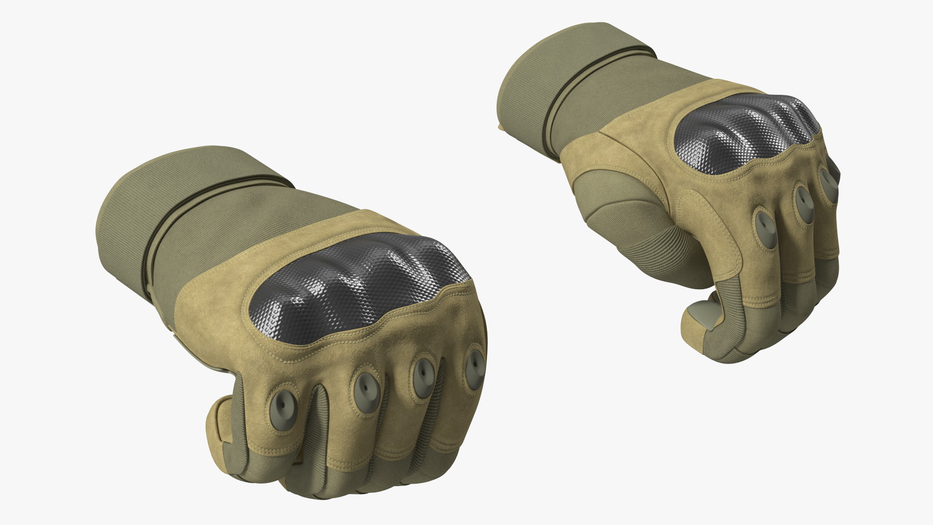 3D model Shockproof Gloves Khaki Rigged