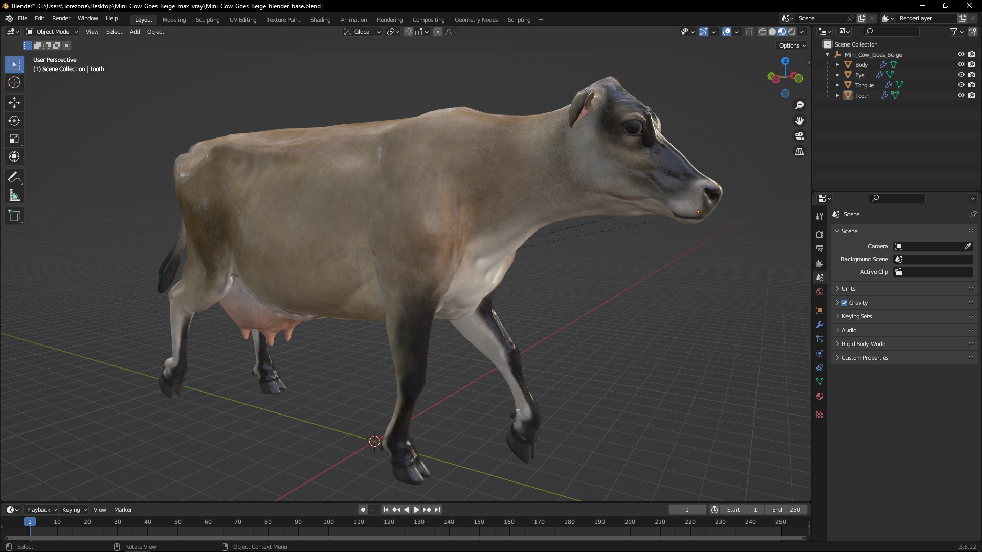 Mini Cow Goes Beige 3D model