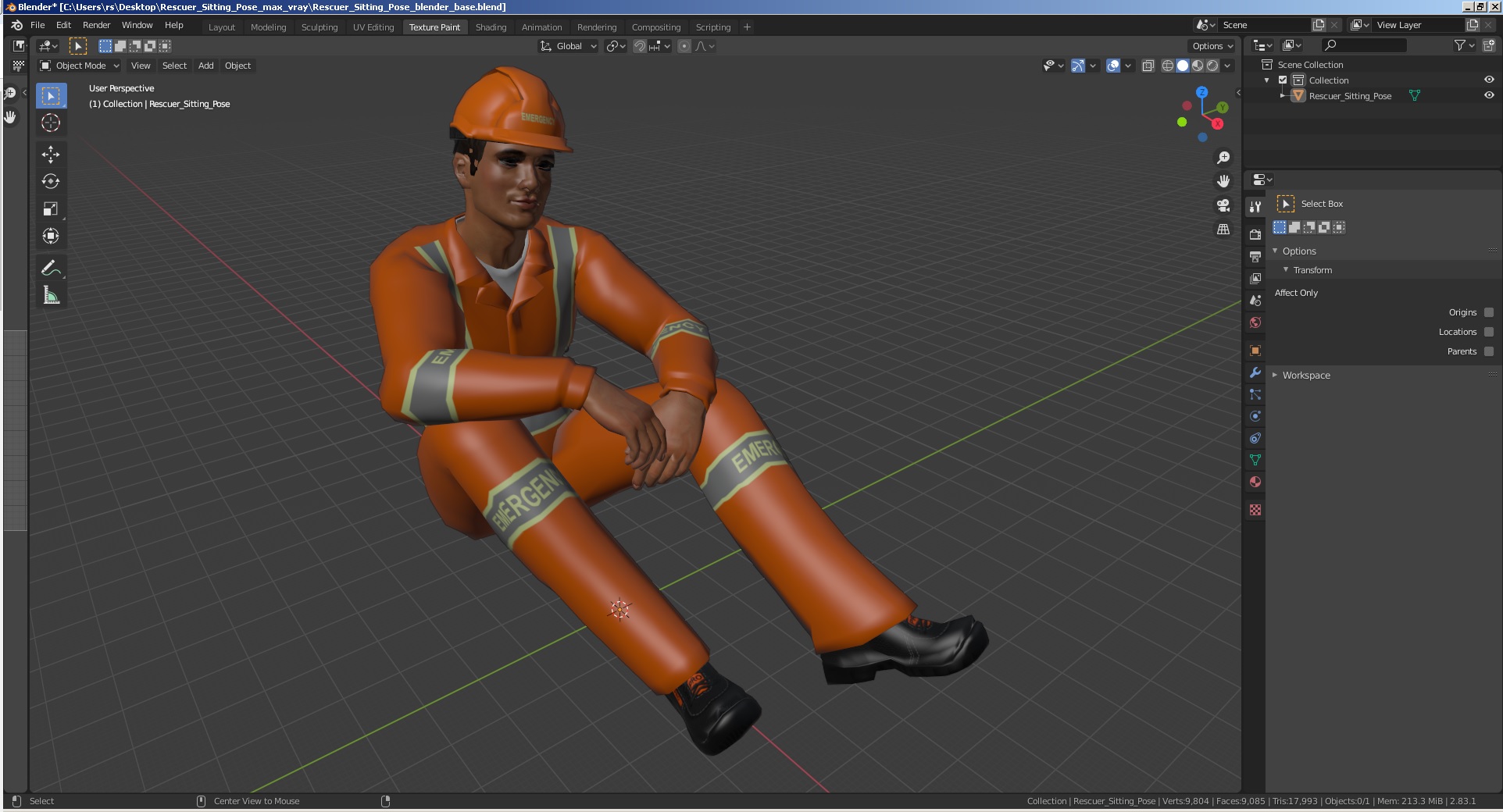 3D model Rescuer Sitting Pose