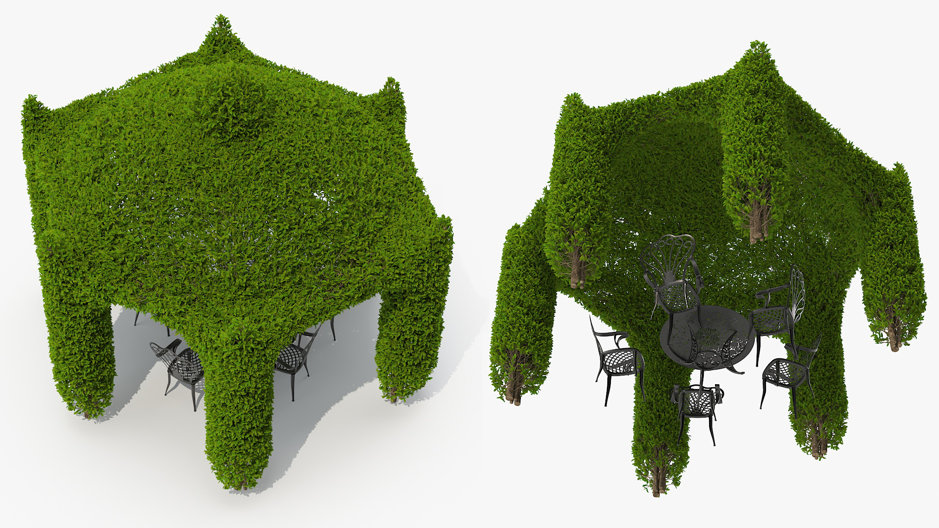 Ivy Gazebo with Garden Furniture 3D