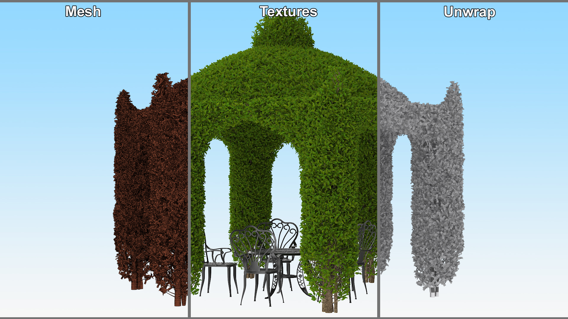 Ivy Gazebo with Garden Furniture 3D