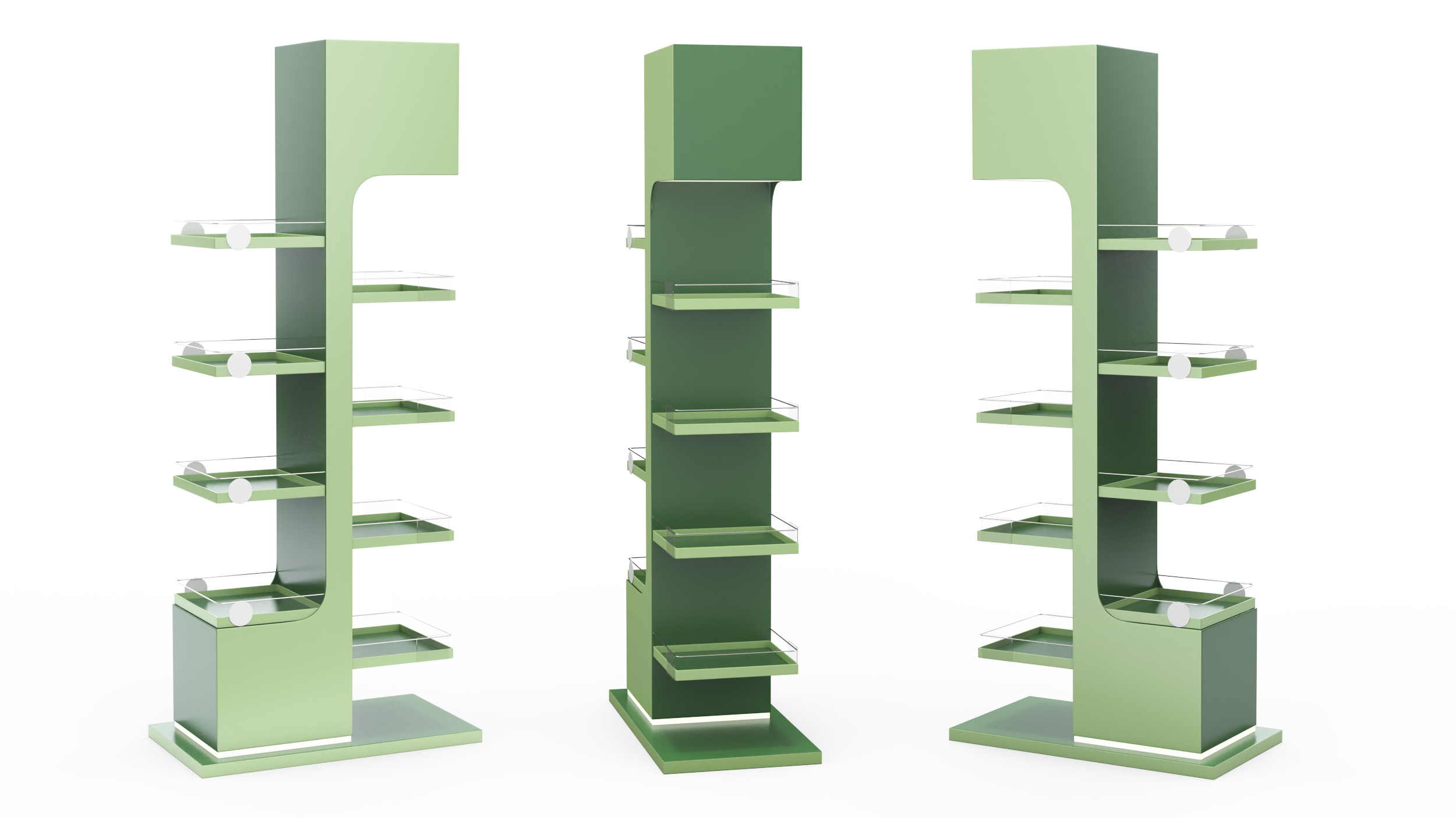 3D Illuminated Green Promotion Retail Floor Shelf