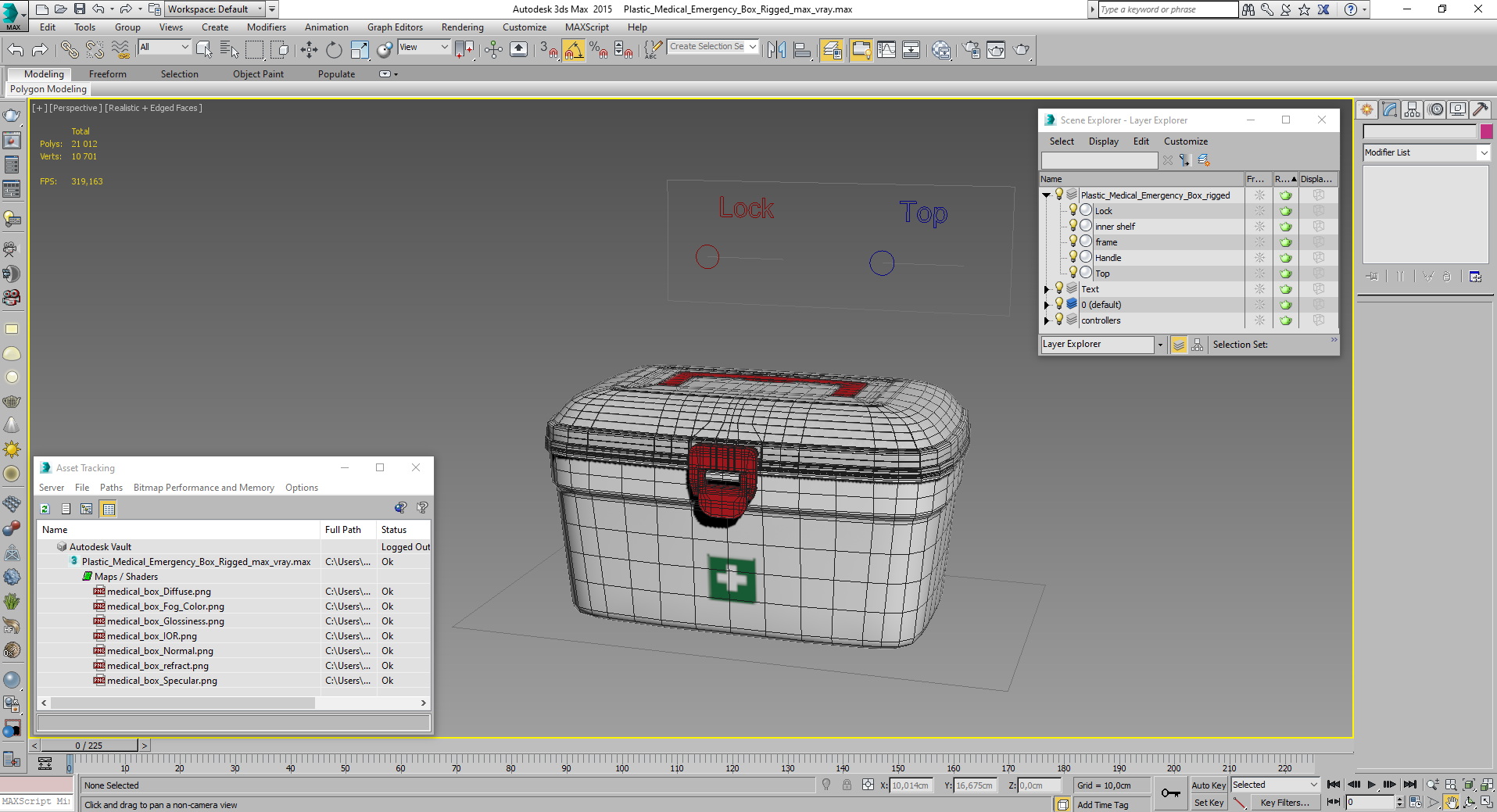 3D Plastic Medical Emergency Box Rigged