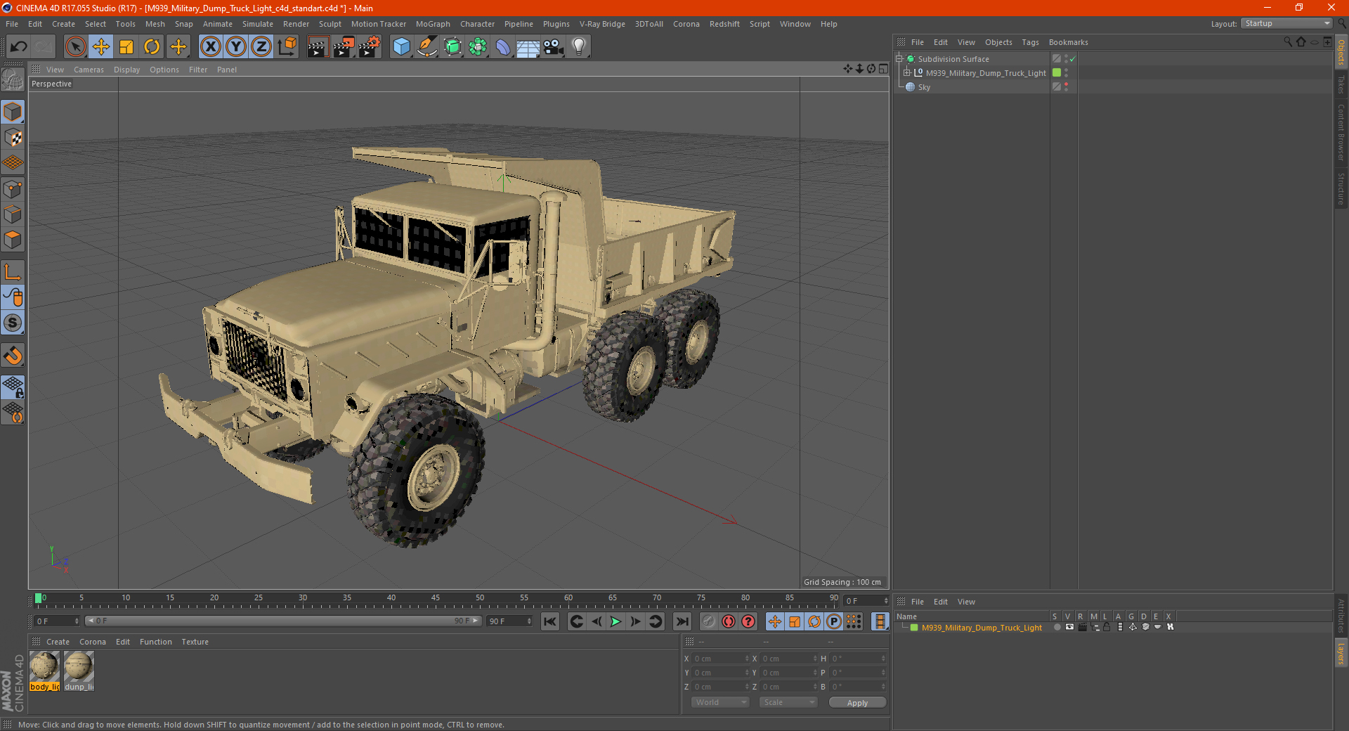 3D model M939 Military Dump Truck Light