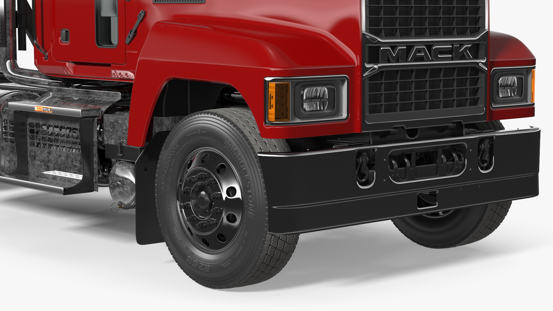 3D Semi Truck Mack Red Rigged