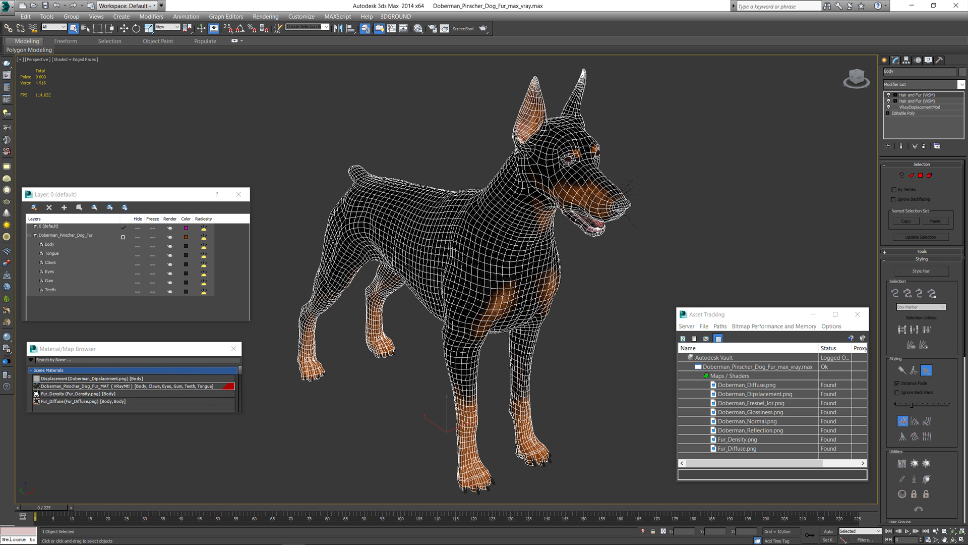 3D model Doberman Pinscher Dog Fur