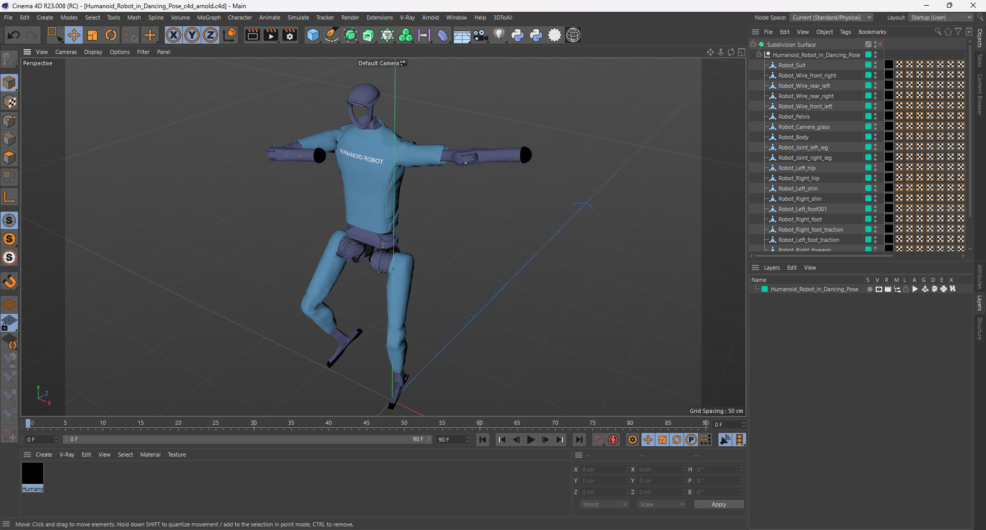 3D model Humanoid Robot in Dancing Pose