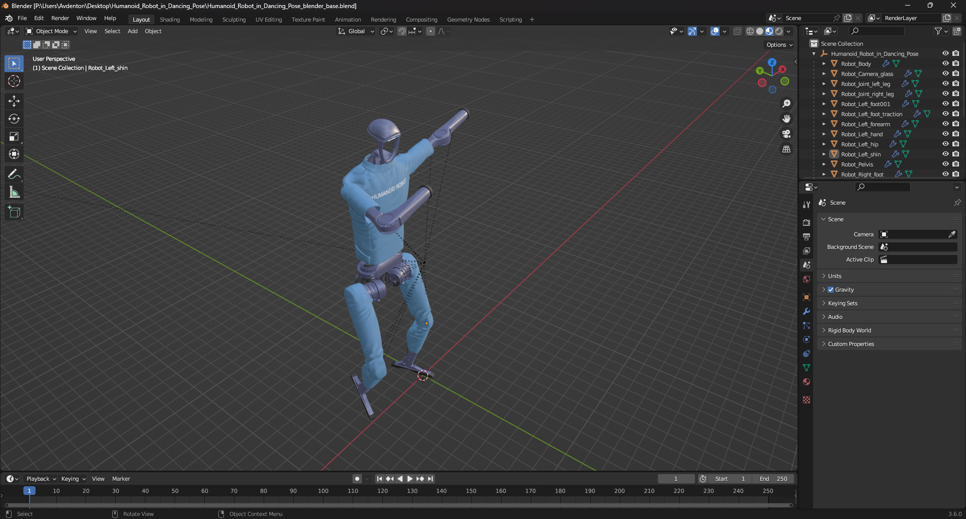 3D model Humanoid Robot in Dancing Pose