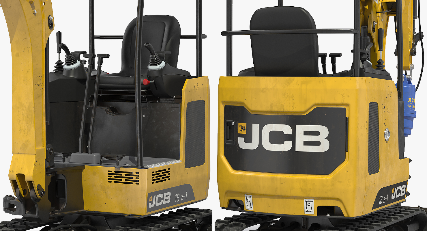 Mini Excavator JCB 18Z1 with Earth Drill X2500 Dirty 3D