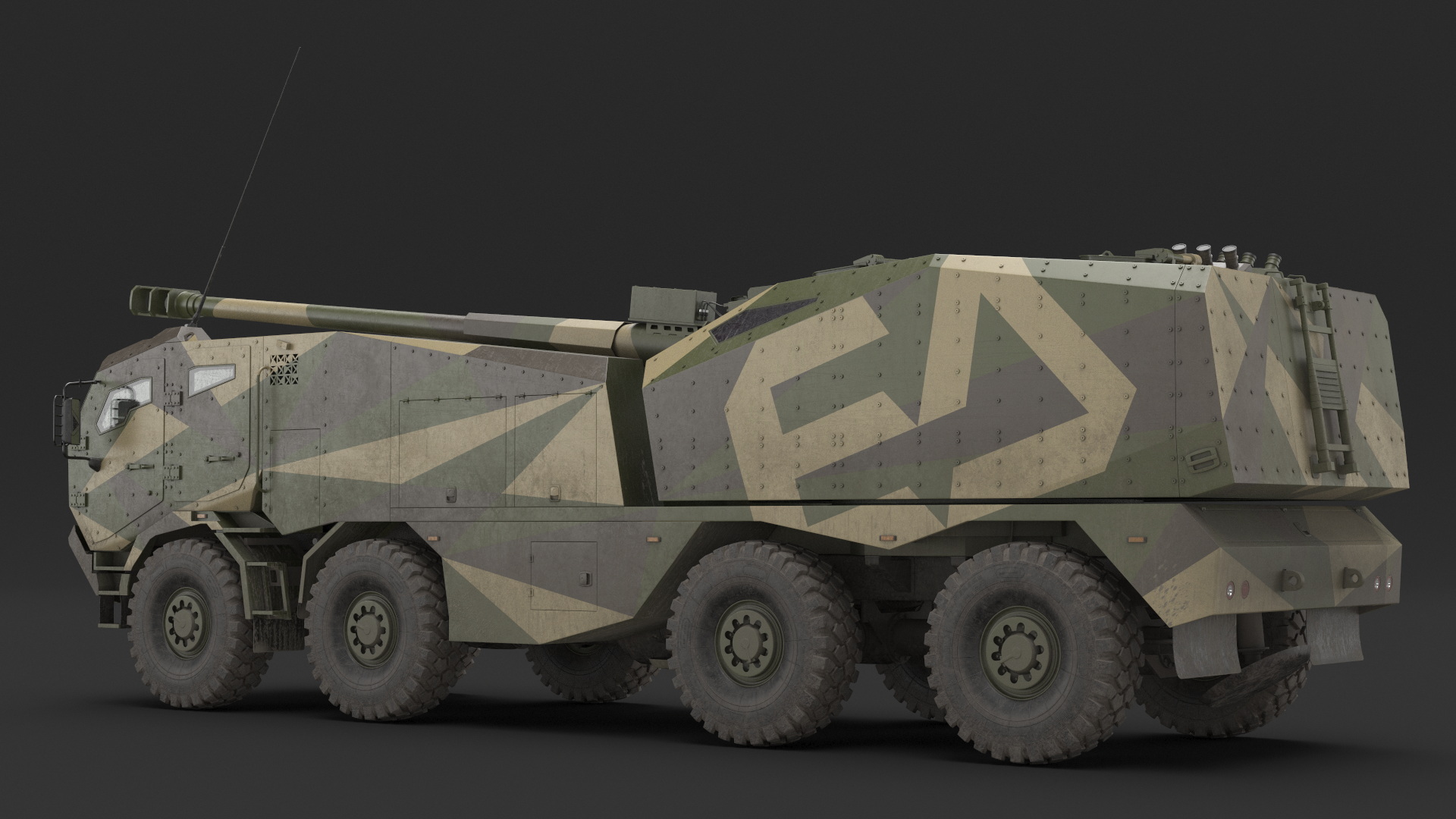 3D model Self-Propelled Morana Howitzer Gun in Dirty Rigged