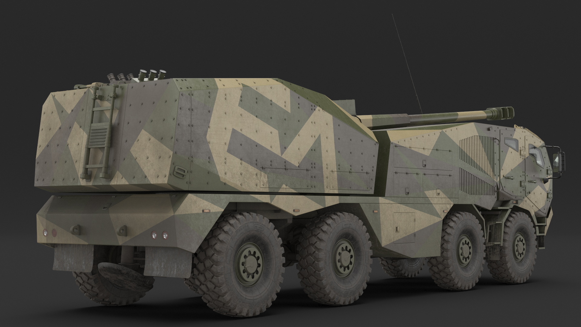 3D model Self-Propelled Morana Howitzer Gun in Dirty Rigged