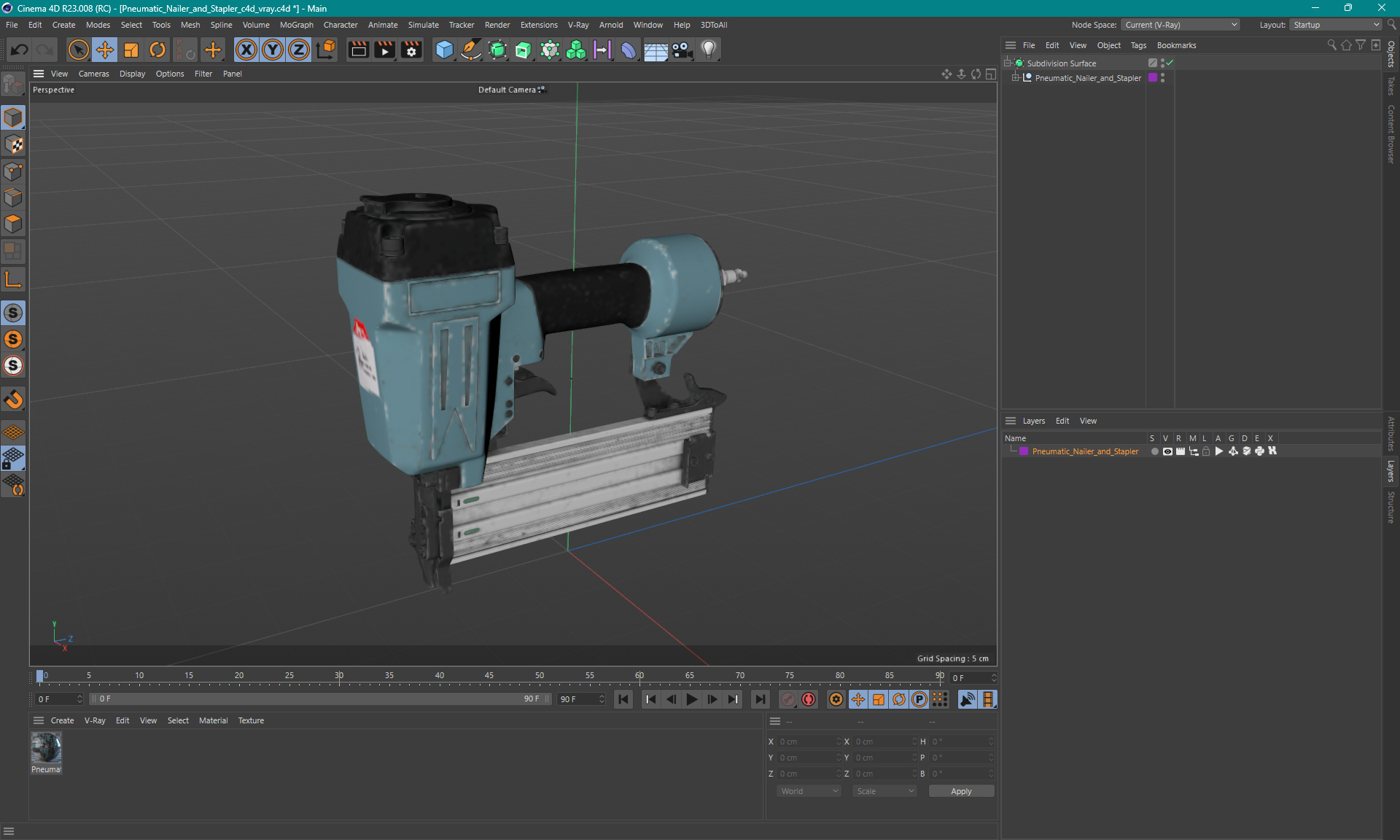 3D Pneumatic Nailer and Stapler model