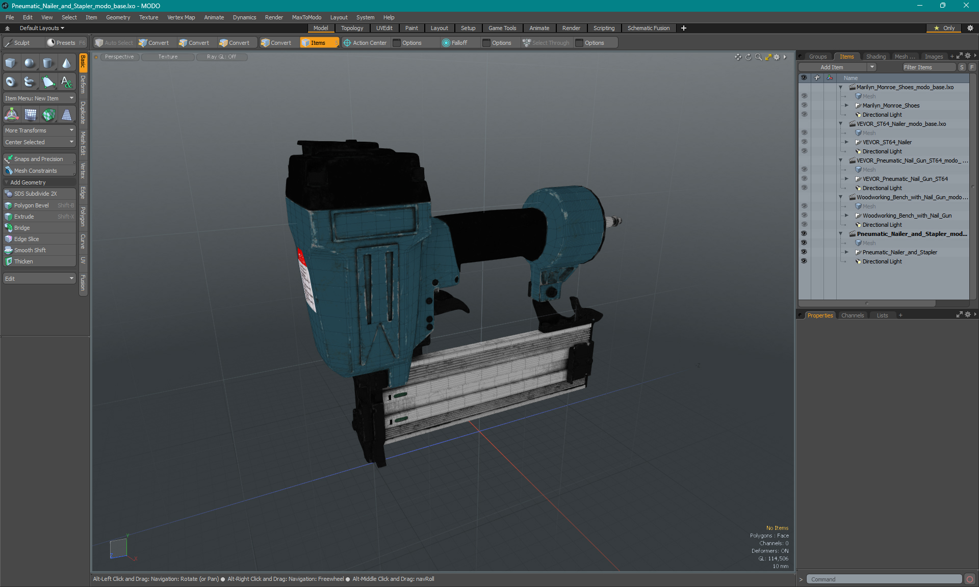 3D Pneumatic Nailer and Stapler model