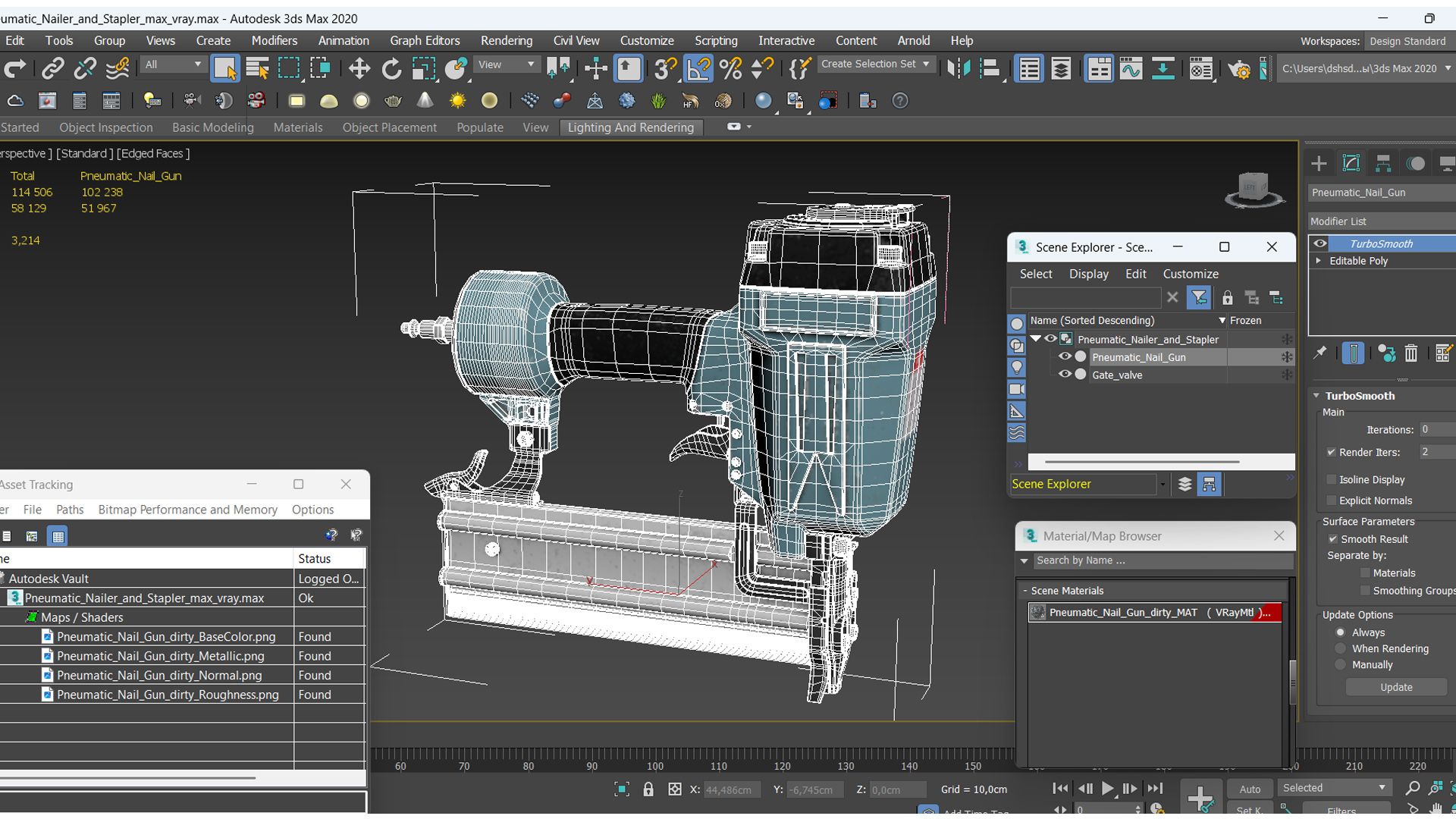 3D Pneumatic Nailer and Stapler model