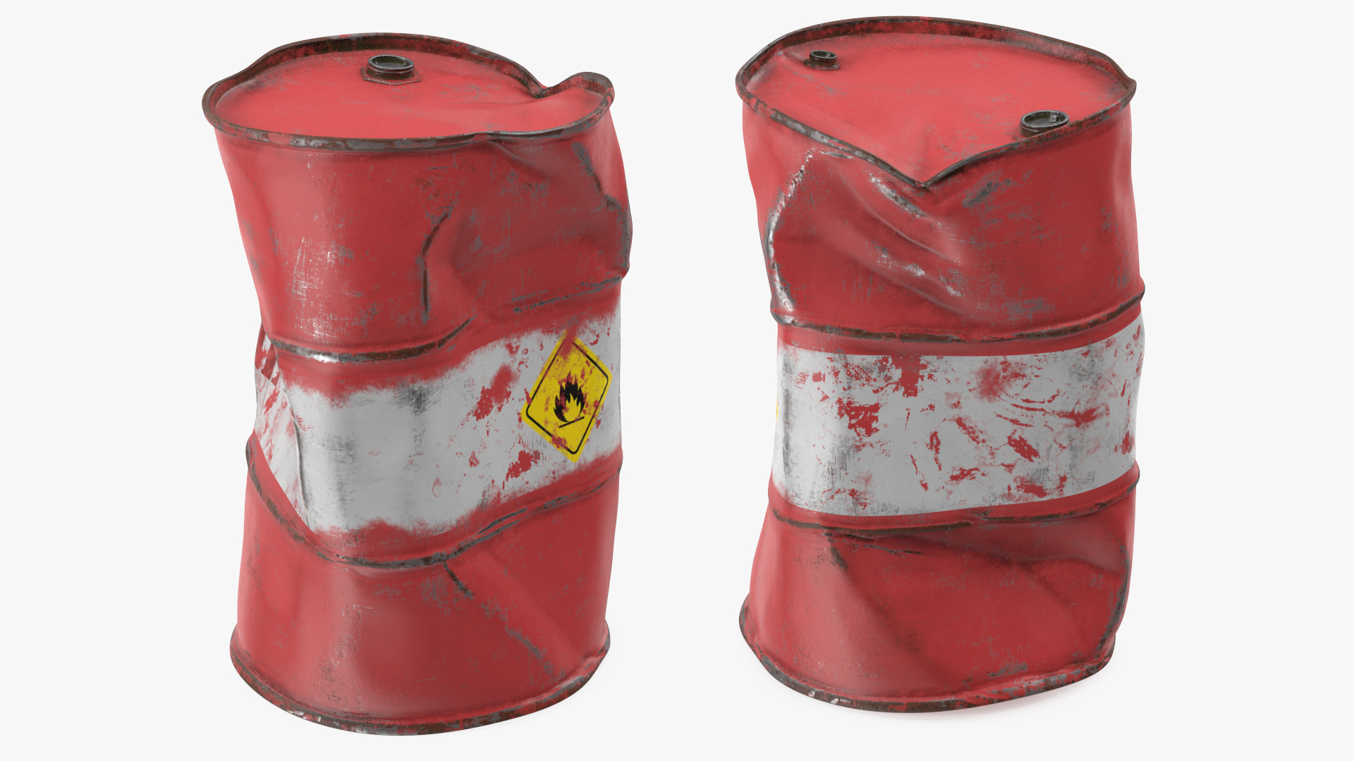 3D model Heavy Damaged Crude Oil Barrel